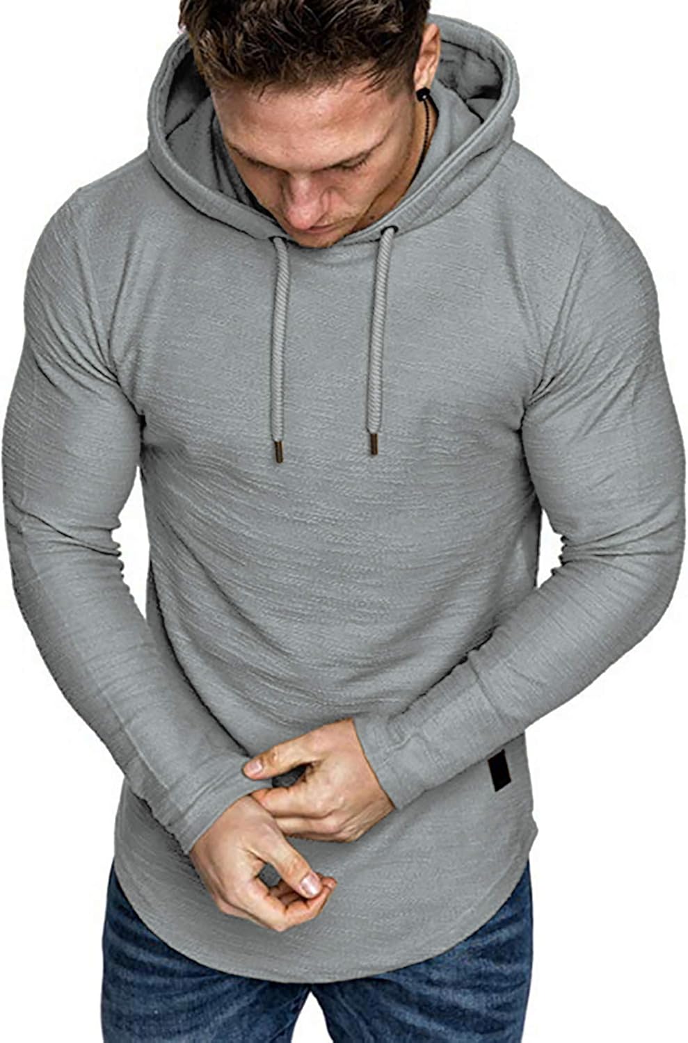 Lexiart Mens Fashion Athletic Hoodies Sport Sweatshirt Solid Color Fleece Pullover