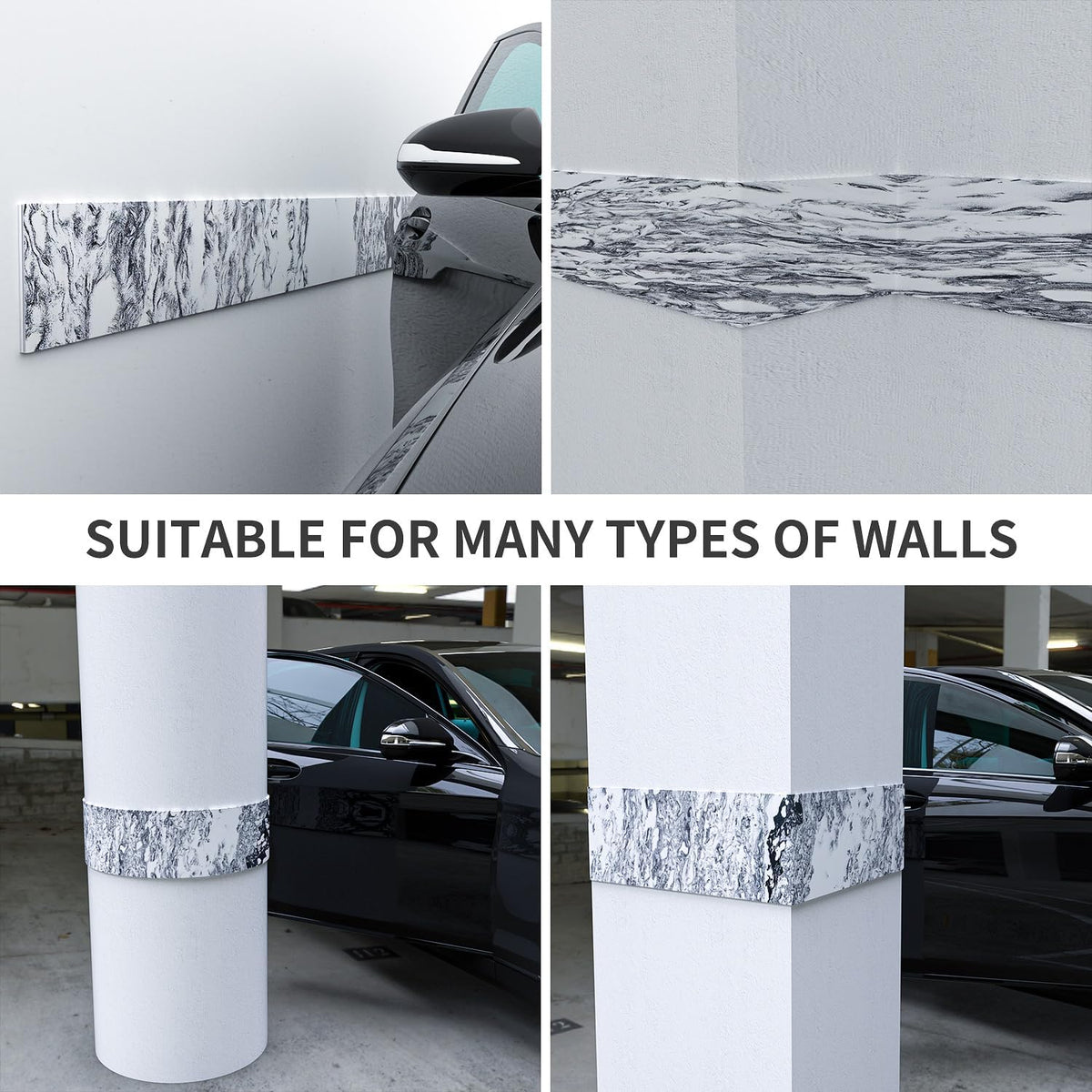 GWP01 Marble Grain Garage Wall Protector Car Door Protectors, Garage Accessories, Parking Stopper for Garage, Tool-Free, Designed in Germany