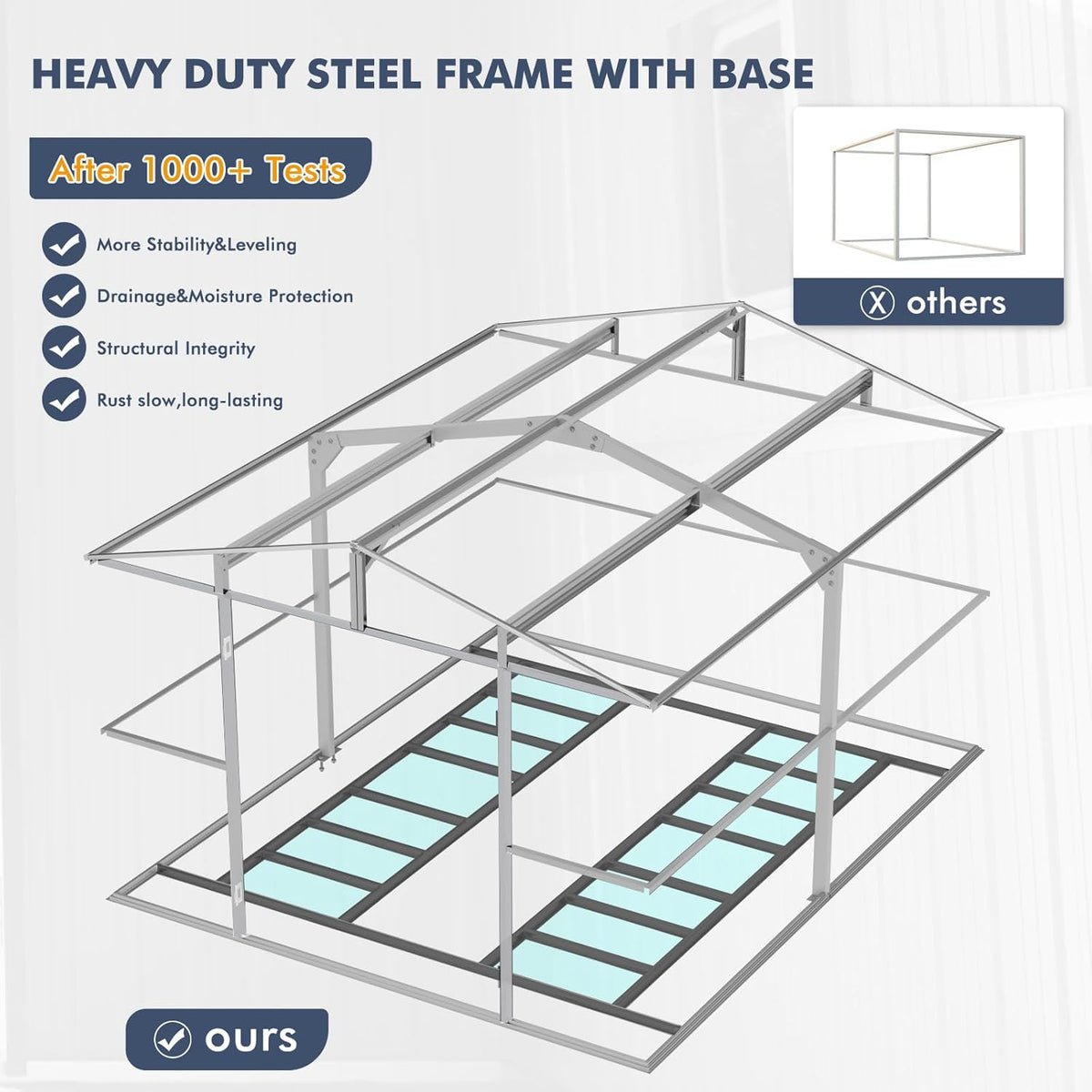 10x12 FT Metal Storage Shed with Floor Frame Extra Large Waterproof Storage House with Clear Roof Windows Air Vent for Garden Yard to Store Bikes,Lawnmower,Dark Grey