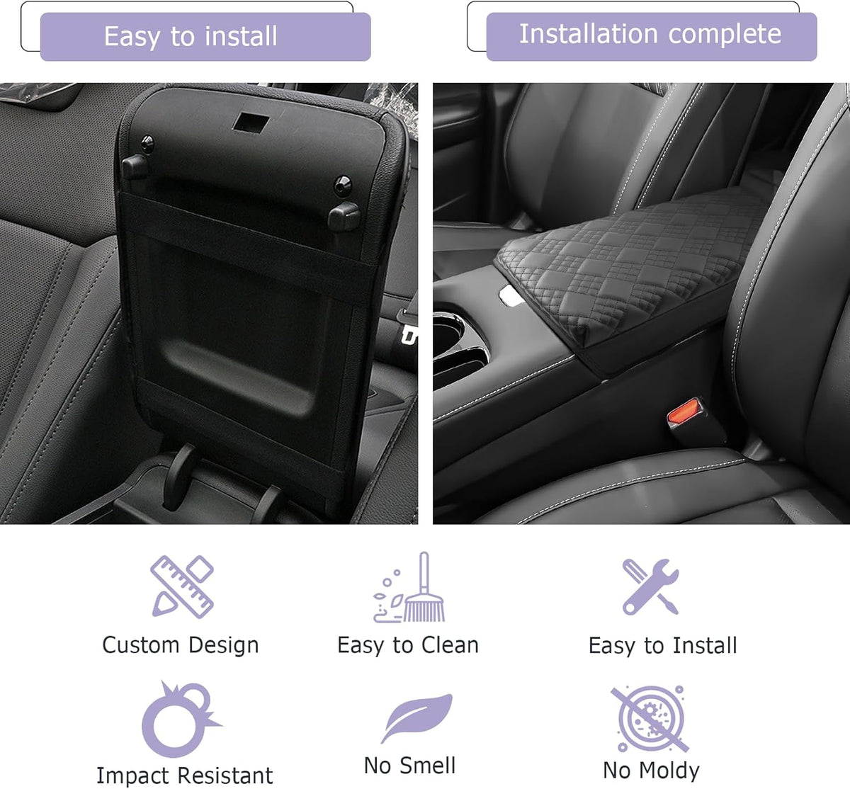 LUWU 2025 Murano Center Console Cover Compatible with 2025 Nissan Murano Accessories 2025 Murano SL/SV/Platinum Armrest Cover Center Console Pad Armrest Console Cover (Thick Black)