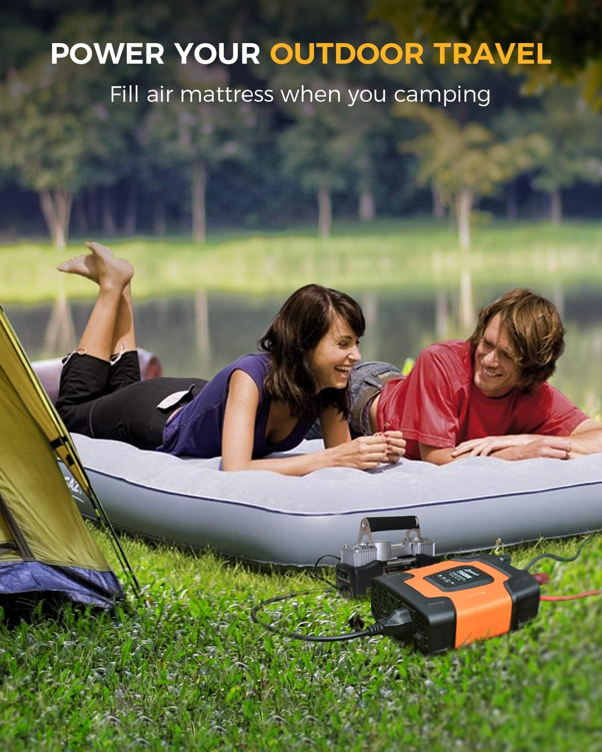 Ampeak 750W Power Inverter 4.8A Dual USB Ports 2 AC Outlets Car Inverter DC 12V to AC 110V 11 Protections for Appliances