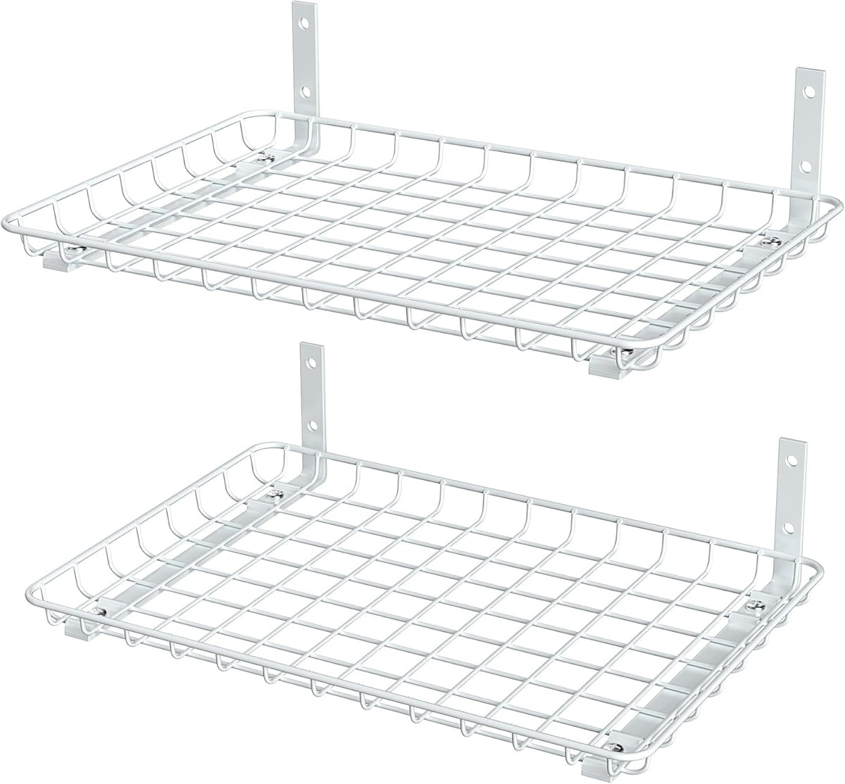 EVERHANGER Garage Wall Shelves 12x18 Inch, Wall Mounted Storage Shelf, Metal Shelf Rack, Heavy-Duty Shelf Organizer 2 Pack, White