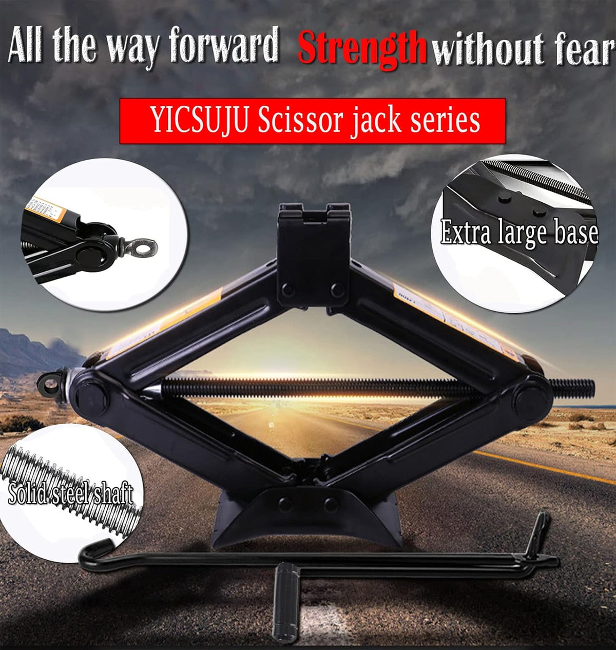 Scissor Jack for Car-3.0Ton(6614lbs) 丨Car Jack Kit-Tire Jack丨Portable,丨deal for SUV and Auto-with Crank Handle丨Heavy Duty Material,Black (3.0T)