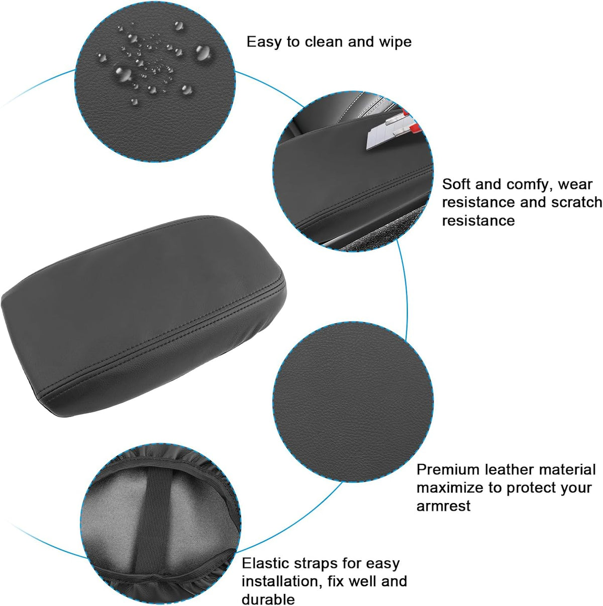 SXCY for 2025 XC40 Armrest Cover for Volvo XC40 2018-2025 Accessories 2025 XC40 Center Console Cover 2025 XC40 Middle Console Cover (Black Line Thin Cover)