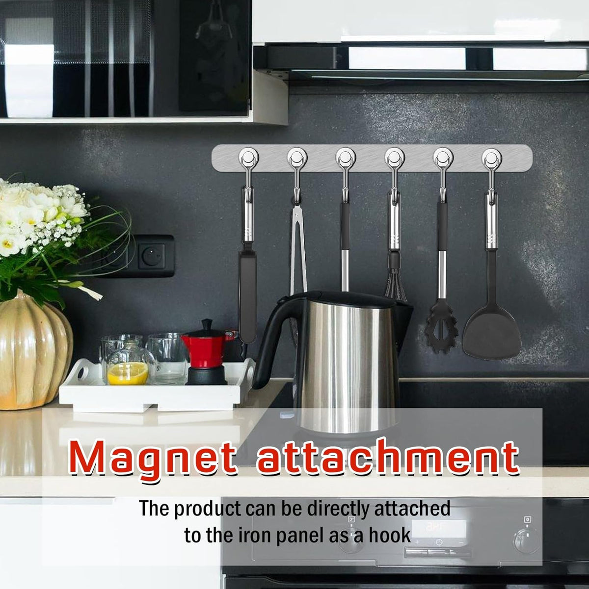 FINDMAG Magnetic Hooks, 30lbs+ Strong Magnetic Hooks for Refrigerator, 2025 Cruise Ship Essentials, Magnet Hooks Heavy Duty for Kitchen, Home, Classroom, Whiteboard, Beach Vacation (6 Pack, Silver)