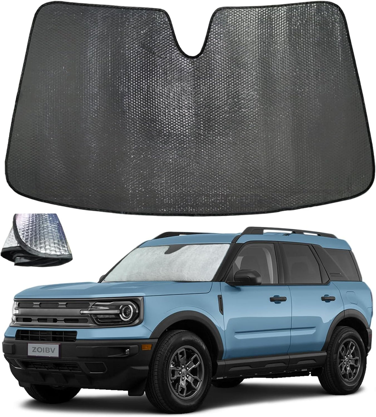 Windshield Sun Shade for Ford Bronco Sport 2021-2025 - 5-Layer Bubble Foldable Front Window Shade Sun Visor Accessories - Blocks Heat & UV Rays (Only Fit Bronco Sport)