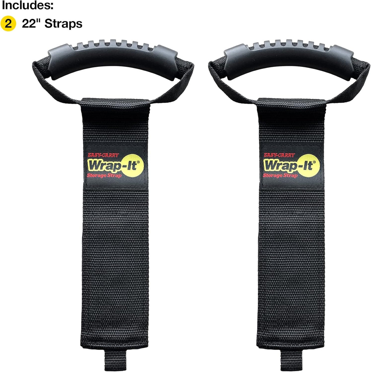 Easy-Carry Wrap-It Storage Straps - 22” (2-Pack) – Heavy-Duty Hook and Loop Cord Carrying Strap, Hanger, and Organizer with Handle for Pool Hoses, Garden Hoses, Cords, Cables and More