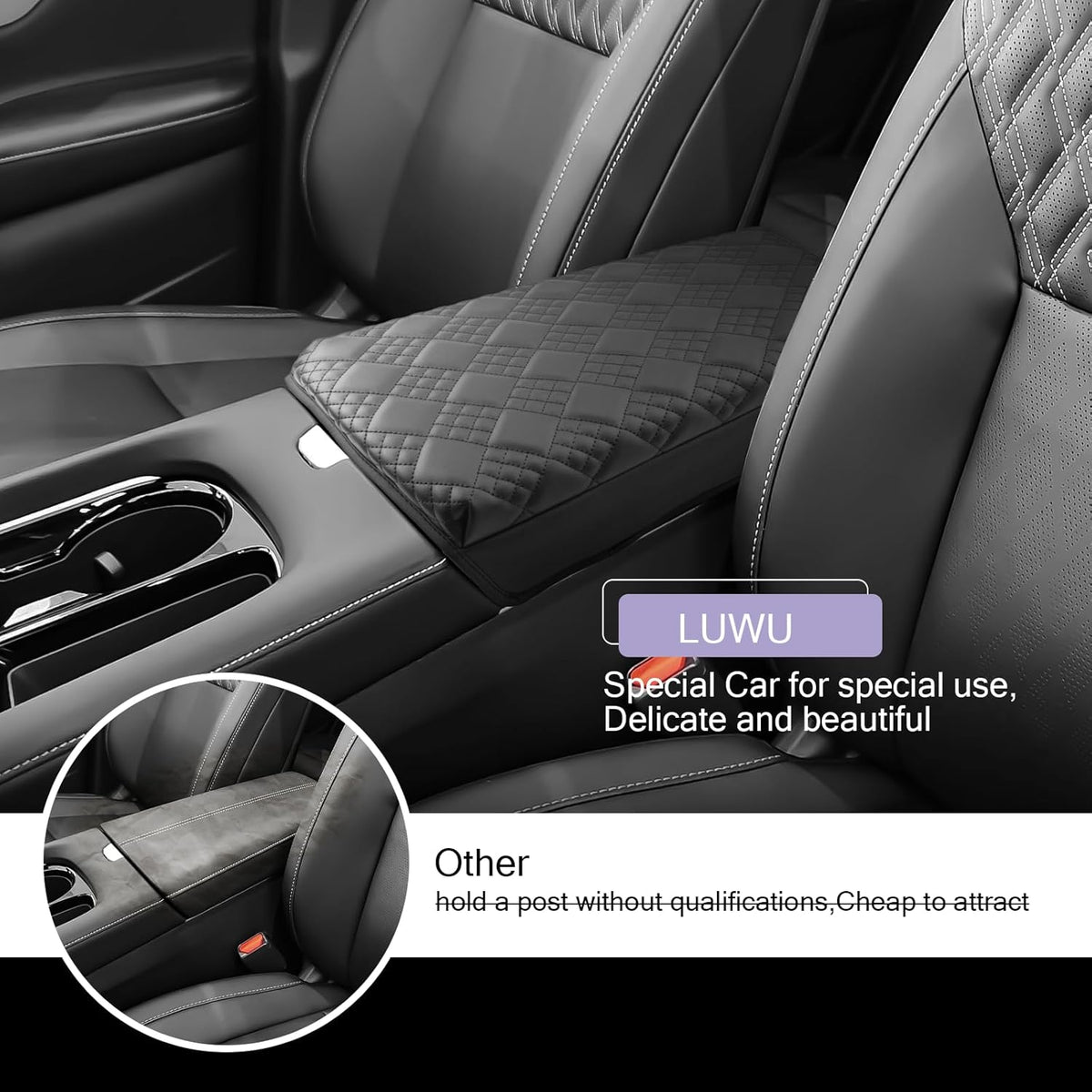 LUWU 2025 Murano Center Console Cover Compatible with 2025 Nissan Murano Accessories 2025 Murano SL/SV/Platinum Armrest Cover Center Console Pad Armrest Console Cover (Thick Black)