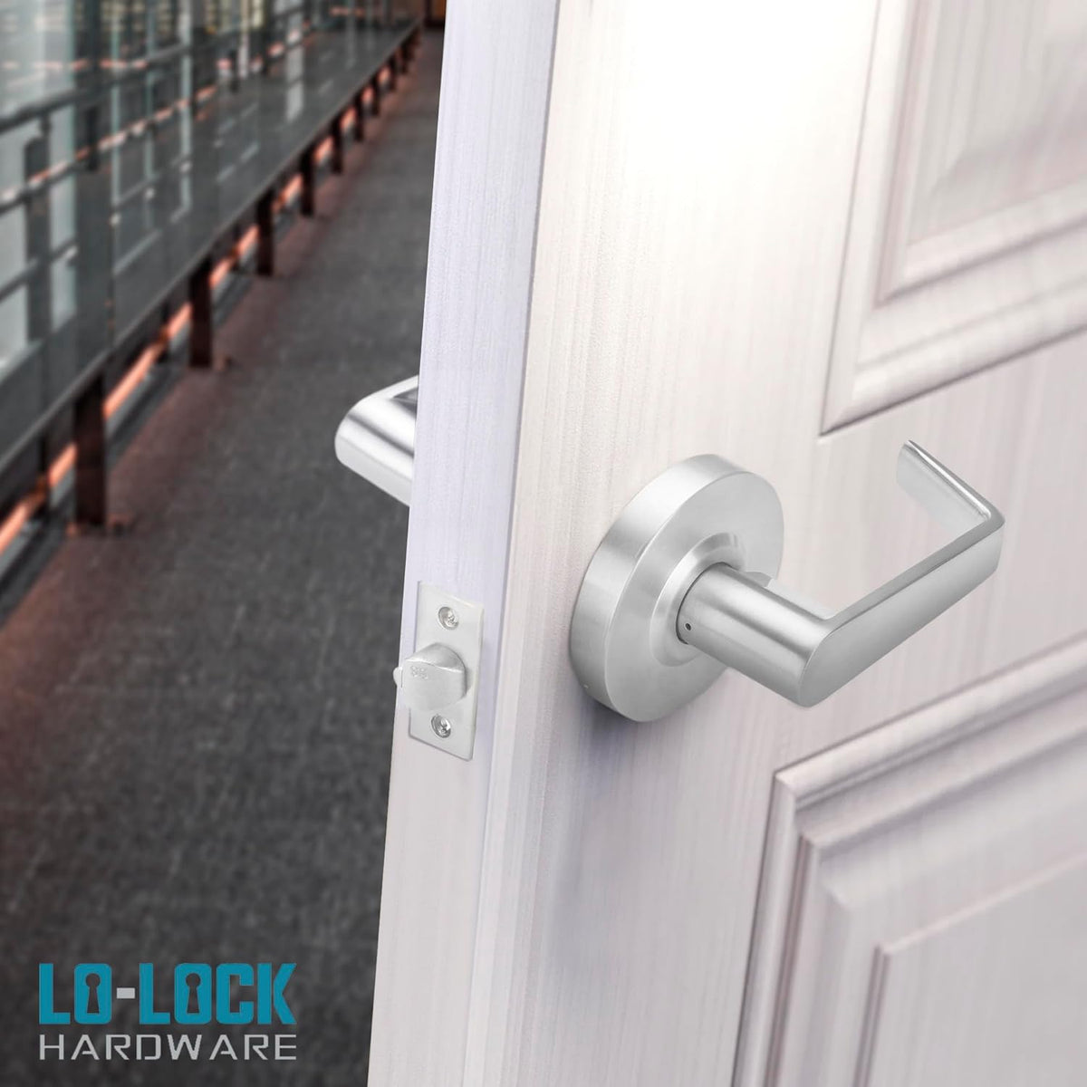 Commercial Lever Door Lock - Heavy-Duty Locking Door Handle, ADA Door Handles, Cylindrical Lever Lock, Non-Handed Grade 2 Industrial Door Handle, 26D Satin Chrome, Entrance w/Clutch