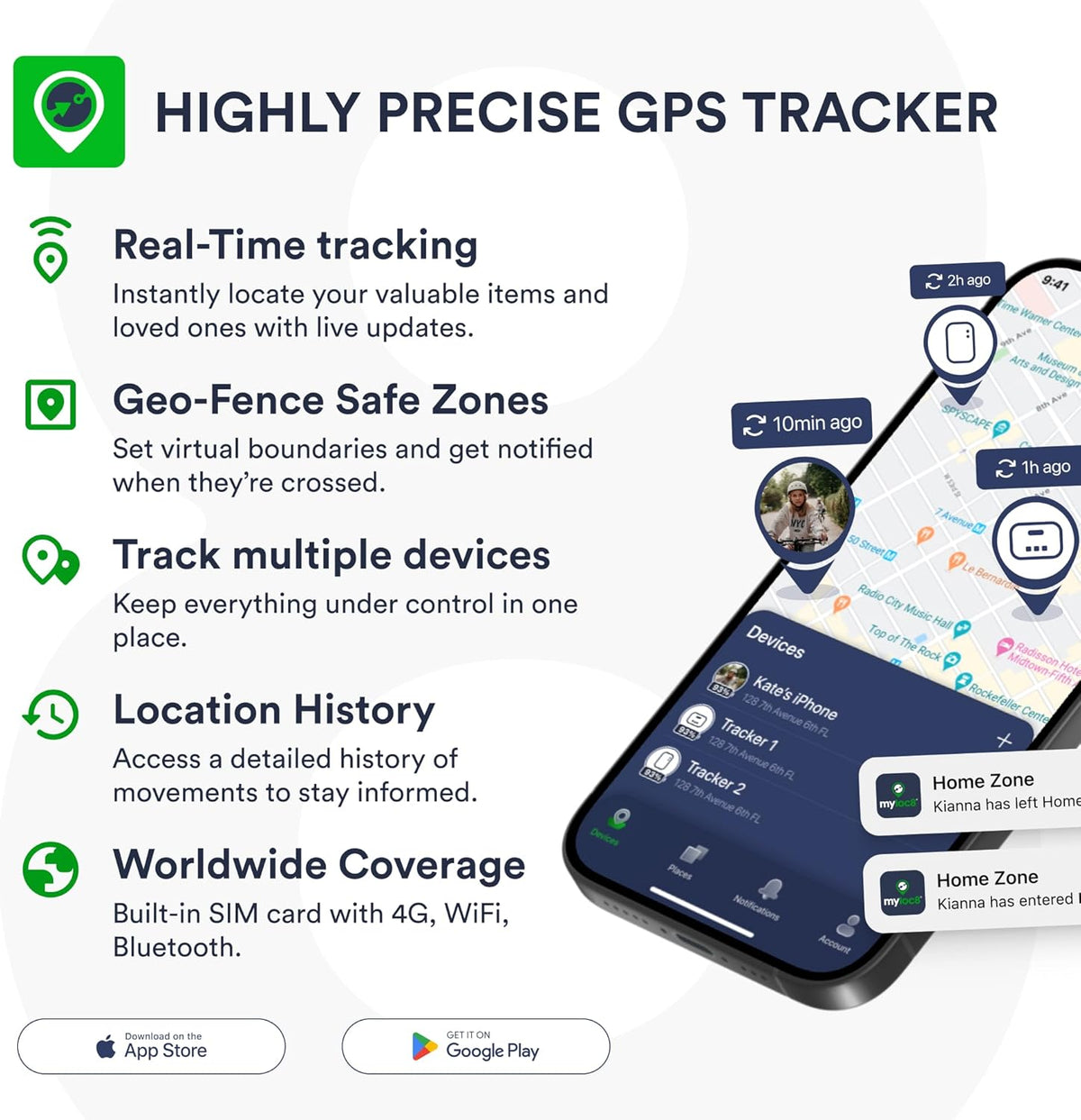 GPS Tracker for Vehicles with Magnet – 4G LTE Real-Time Location Device with App, Built-in SIM, 14-Day Battery – Anti-Theft GPS Tracker for Car, Motorcycle, Scooter, Bike