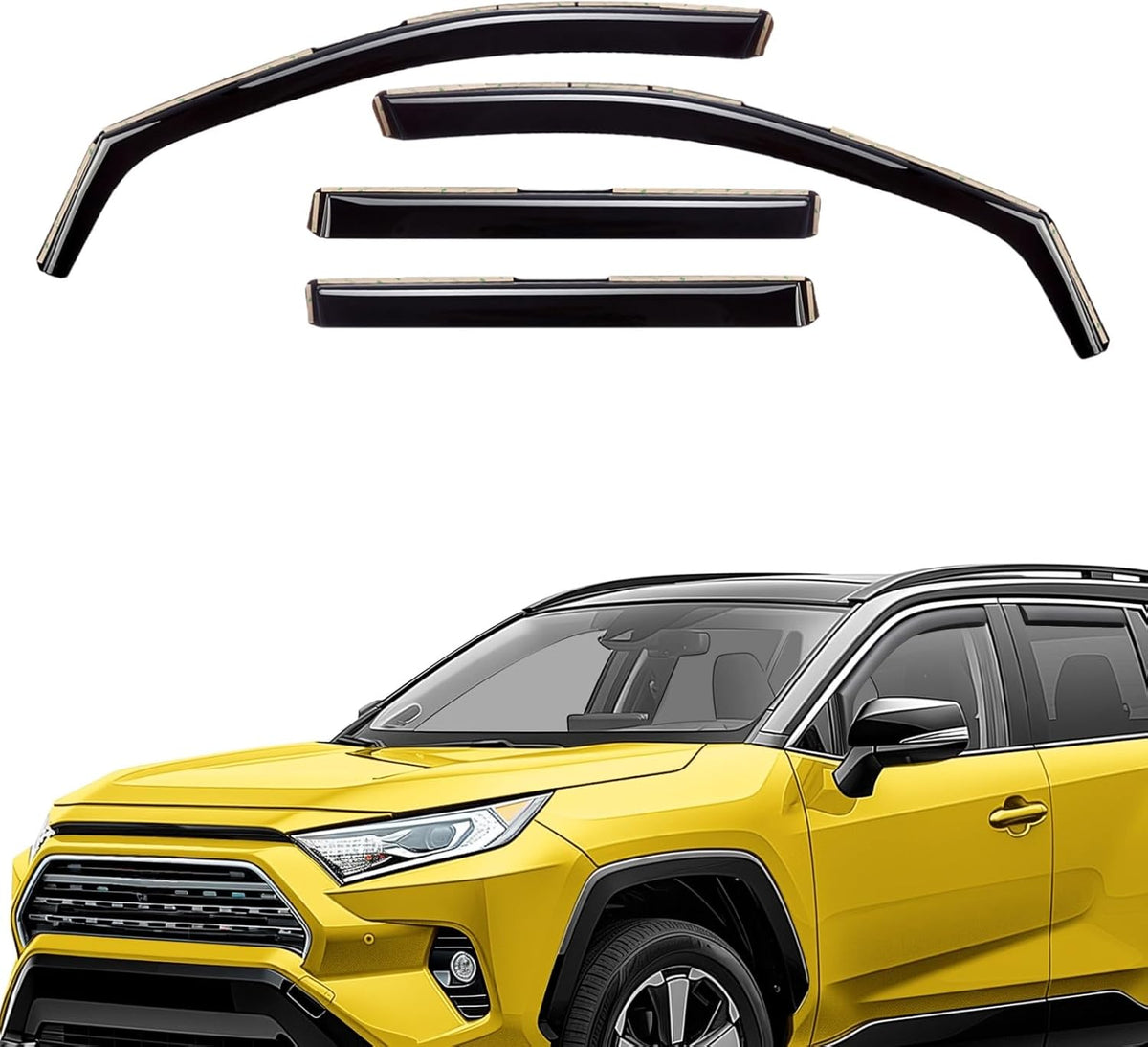Extra Durable Window Deflectors in-Channel Window Visors Rain Guards Fit for Toyota RAV4 2019-2025, Sun Visors, Wind Vent for Shades, Exterior Car Accessories - 4pcs. AG0668