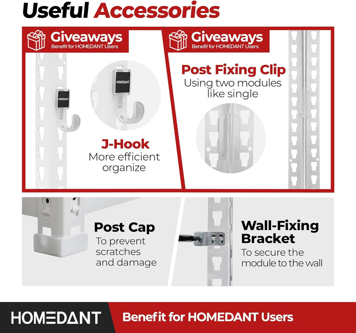 HOMEDANT White 5 Tier Laminated Boltless Heavy Duty Garage Storage Adjustable Wide Size Metal Shelving Unit Utility Rack Shelves Organization Shelf Shed Warehouse 47.7" W x 24.1" D x 71.3" H 4Pack