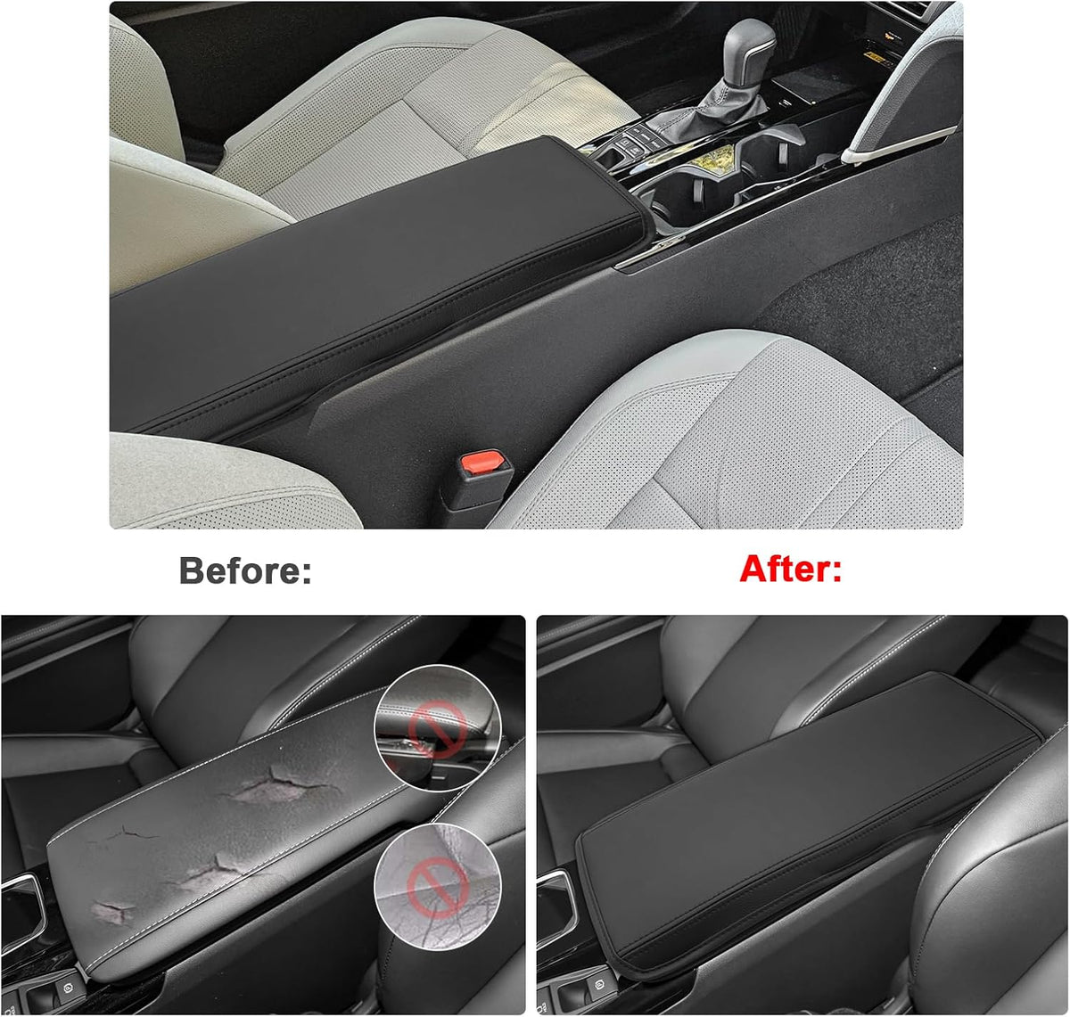 SXCY for 2025 Toyota Camry Armrest Cover for Toyota Camry 2025 Accessories 2025 Camry Center Console Cover 2024 Camry Middle Console Cover (25 Camry Armrest Cover(Black Line))