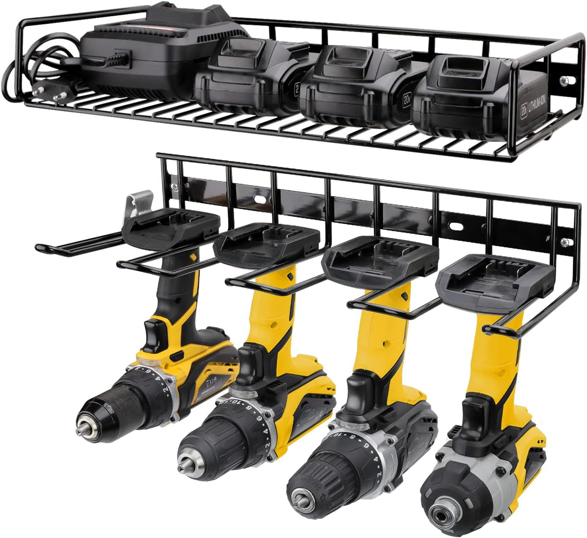UNITEDPOWER Wall Mounted Power Tool Organizer Holder, Heavy Duty Utility Storage Rack for Battery Powered Hand Tools, Cordless Drill Rack, Workshop, Shed, Garage, Home
