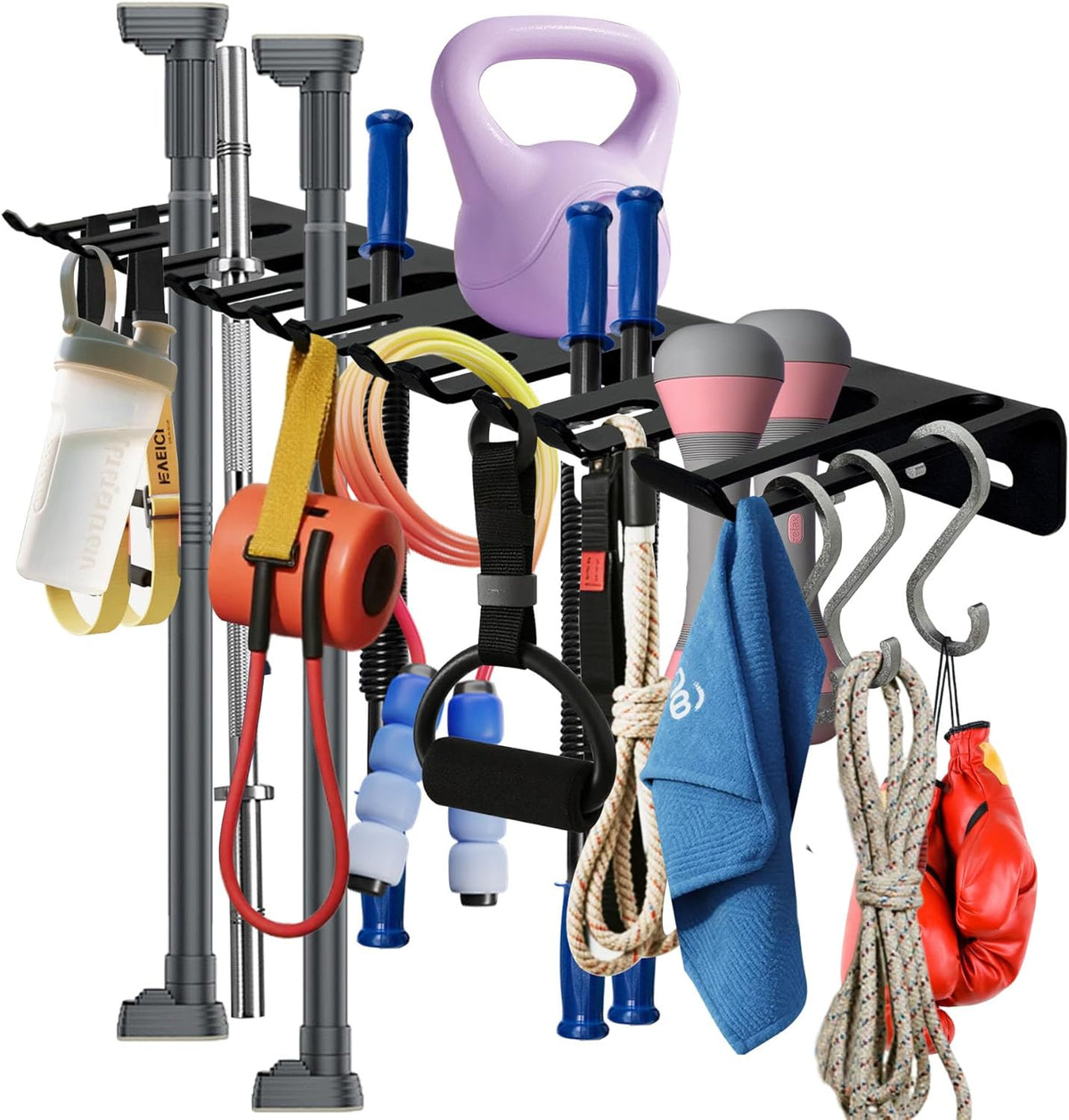 22‘’/25‘’/31‘’Black Wall-Mounted Tool Storage Rack, Suitable for Outdoor Garden, Space-Saving, Strong Storage Capacity.Barbell Wall Rack.Weight Capacity: 300 LB.-350LB