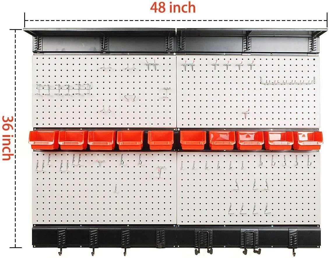 Ultrawall Pegboard Wall Organizer, 48X 36 inch Garage Storage Pegboard with Hooks Storage Bins Tool Board Panel Tool Organizer, 72pcs