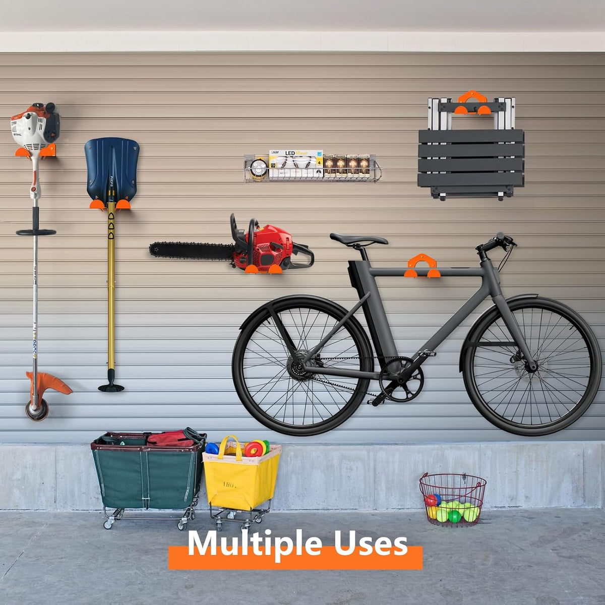Weed Eater Hanger, Garage Organization Wall Hanger, Weed Eater Holder Heavy-Duty String Trimmer Rack for Hedge Trimmer, Garden Tools, Garage, 2 Pack
