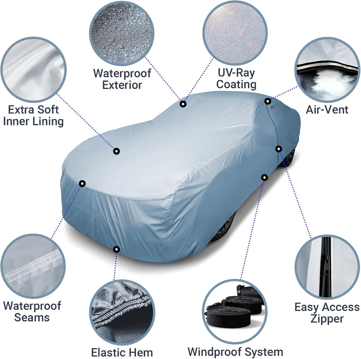 iCarCover Premium Car Cover for 1991-1996 Buick Park Avenue Heavy Duty Waterproof All-Weather Automobiles Custom Fit Indoor Outdoor UV Snow Protection Covers with Straps and Bag