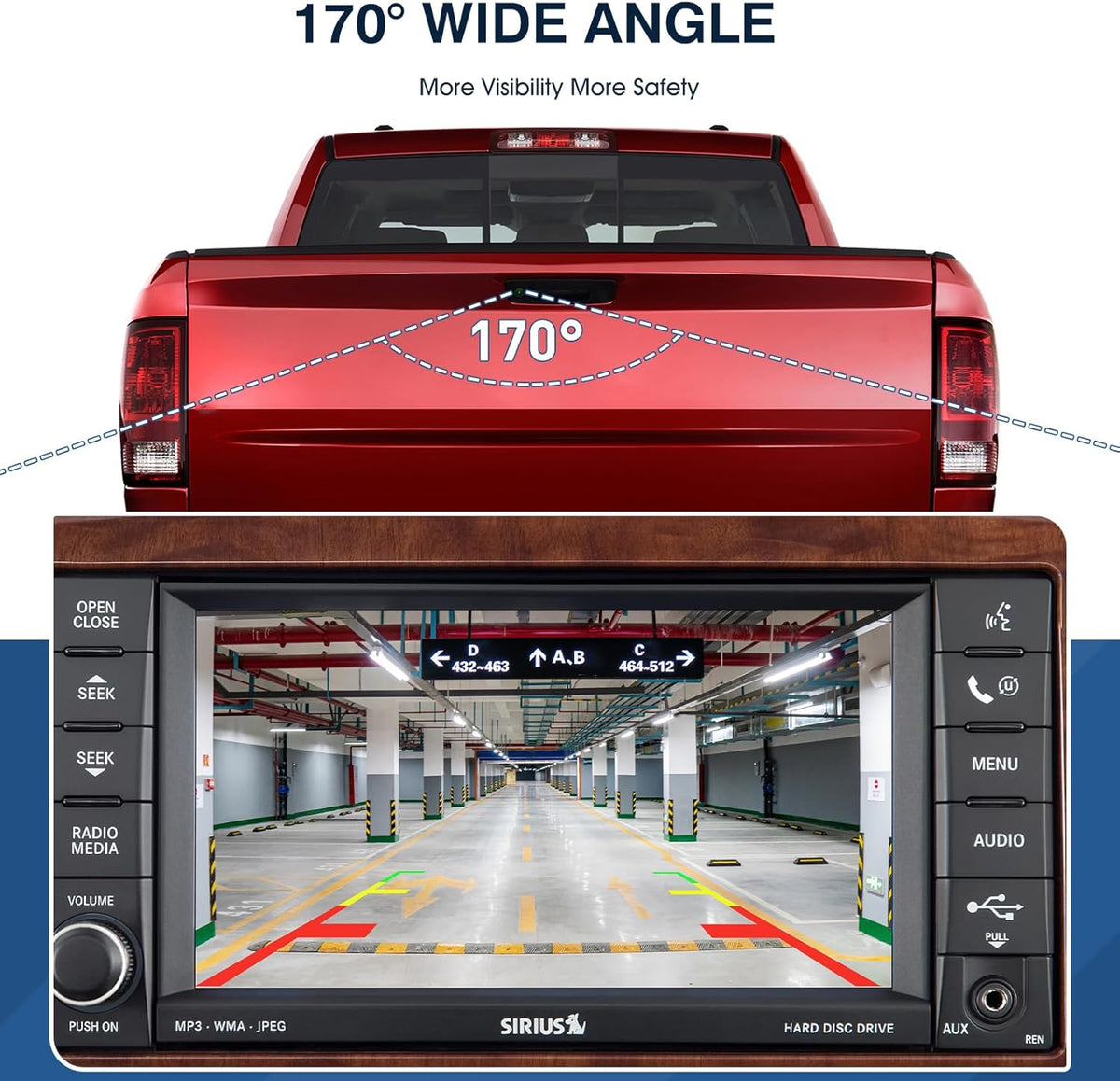 Rear View Backup Camera Fit for Dodge Ram 1500 2500 3500 2009-2012, Reversing Parking Assist Camera OE Replacement 56054041AC 56054041AA 56054041AB 56054041AD 56054041AE