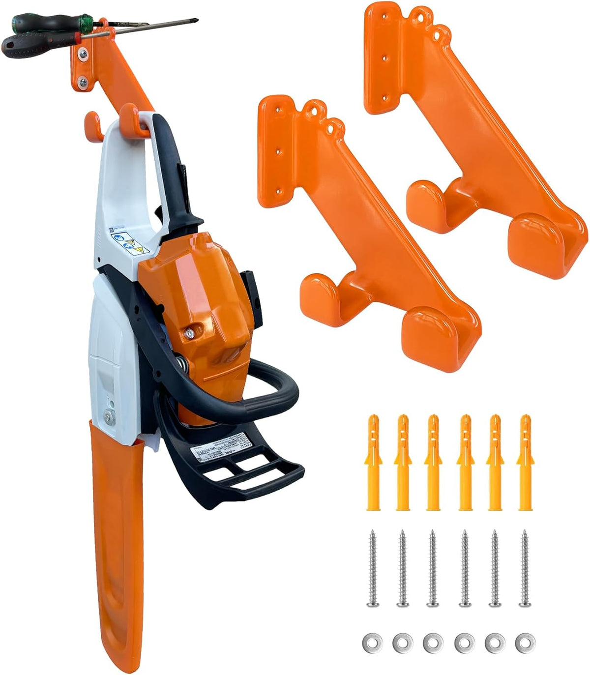 Chainsaw Hanger, 2 Pack Chainsaw Wall Mount, Heavy Duty Chainsaw Holder, Garage Organization Garage Storage Shed Organizer Mounted Chainsaw Rack