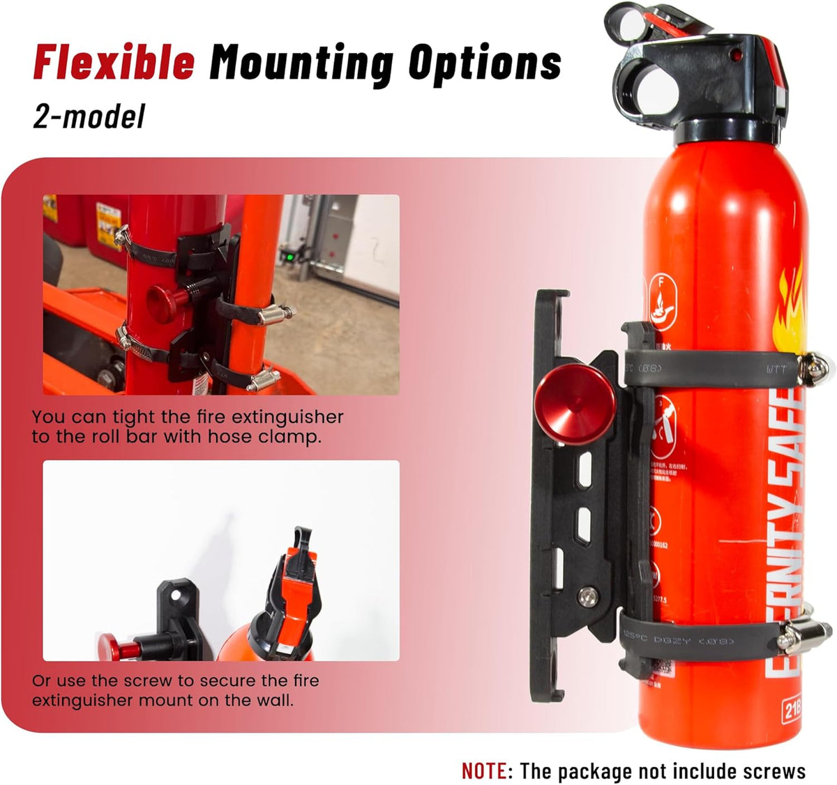 Quick Release Fire Extinguisher Mounts - 2-Pack Car Fire Extinguisher Holder Brackets for Vehicle Jeep Wrangler JT, TJ, JL, JKU, UTV, Polaris RZR, Ranger, Can-Am X3, Yamaha – Corrosion-Resistant
