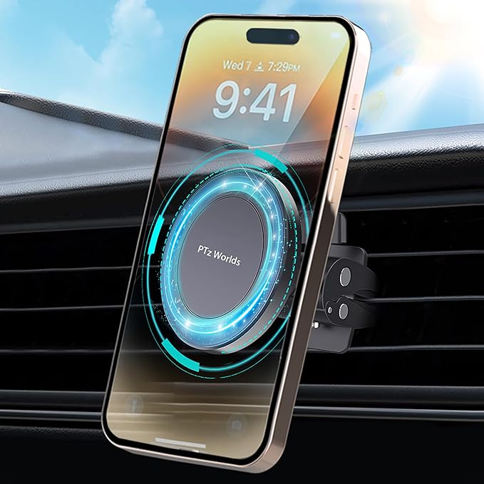 Car Vent Phone Mount - Magnetic Phone Holder for Car, Very Strong Magnet, Upgrade Adjustable Screw AC Mount, Compatible with MagSafe, iPhone, Galaxy, Pixel & Other Smartphones, 360 Rotation