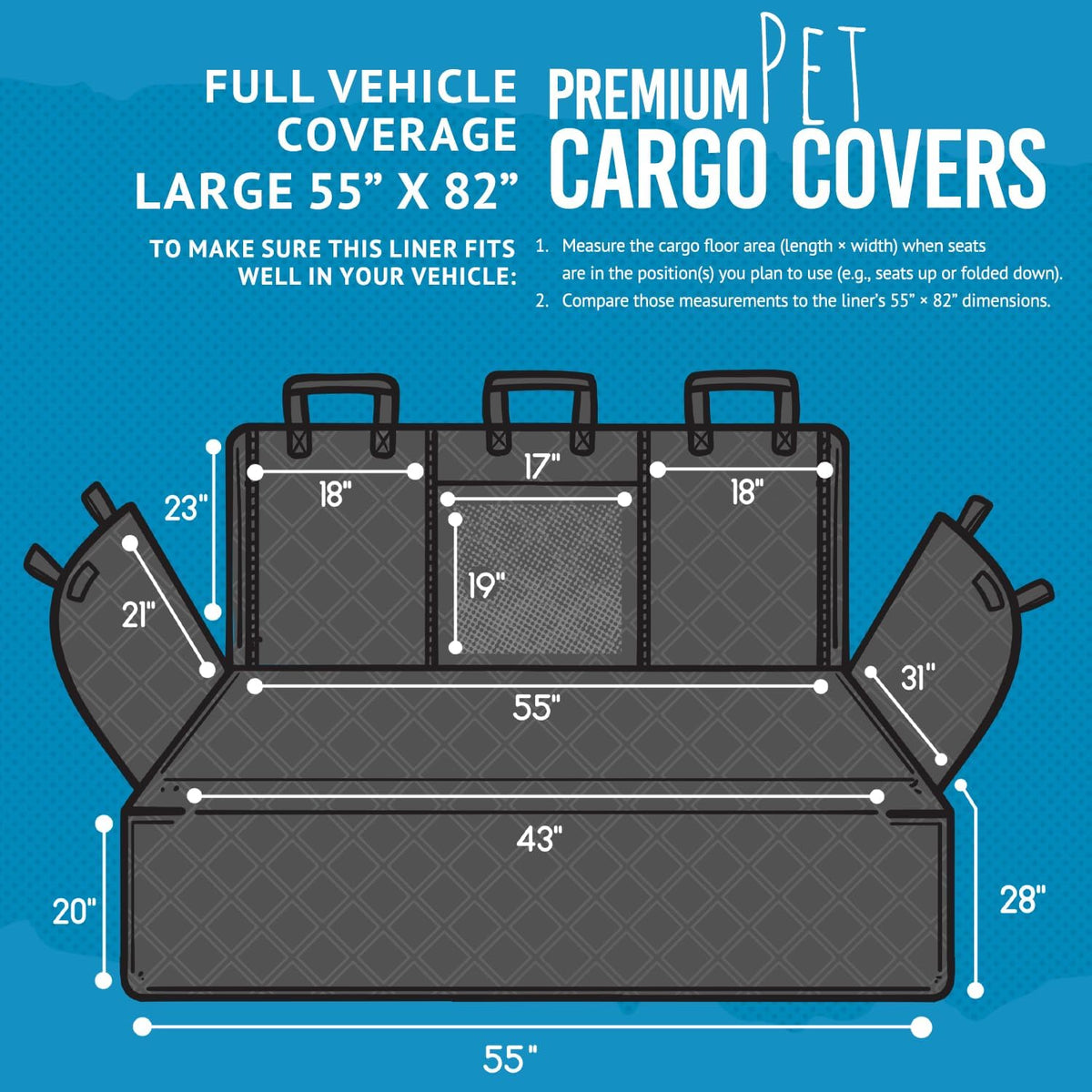 Bulldogology Cargo Liner for SUV - Heavy Duty Pet Trunk Liner Cargo Cover - Waterproof Cargo Cover for Dogs Hair, Muddy Paws - Protector Cargo Mats for Back of SUV (Large, Black)