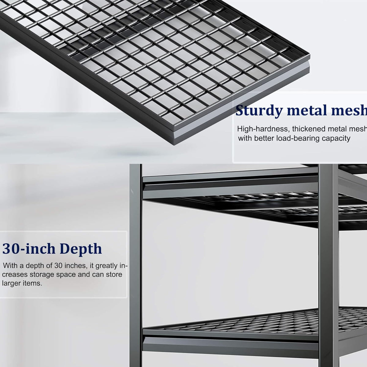 72" W Storage Shelves Heavy Duty Garage Shelving 30" D Metal Shelving Unit, 4 Tier Adjustable Shelves, 5000LBS Steel Industrial Shelving for Basement Warehouse Commercial, 72" W*30" D*72”H