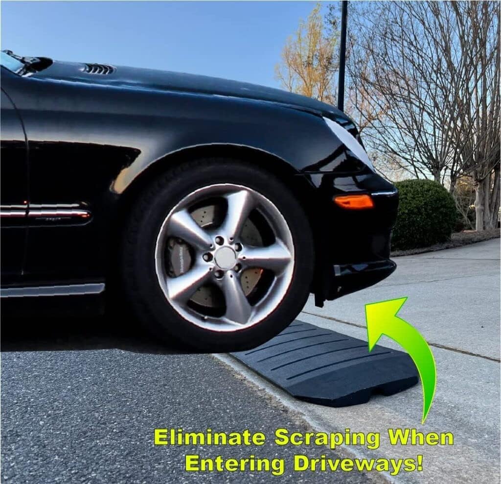 – Driveway Curb Ramps – Low Profile Car Ramps – 3 Piece Expandable Set – Made from Heavy Duty Recycled Rubber – Eliminate Scraping and Damage On Your Car Truck RV