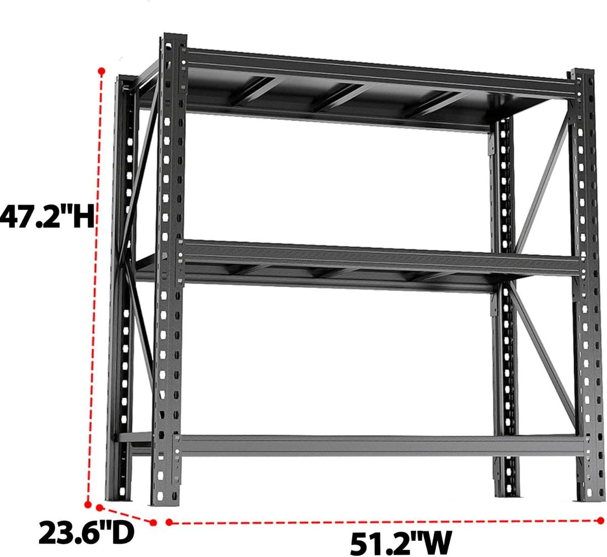 Storage Rack, Heavy Duty Metal Garage Shelving, 5 Tier Adjustable Utility Shelf, Industrial Storage Rack For Garage, Storage Racks Organizer for Basement and Workshop, 51.2"W×47.2"H×23.6"D, Black