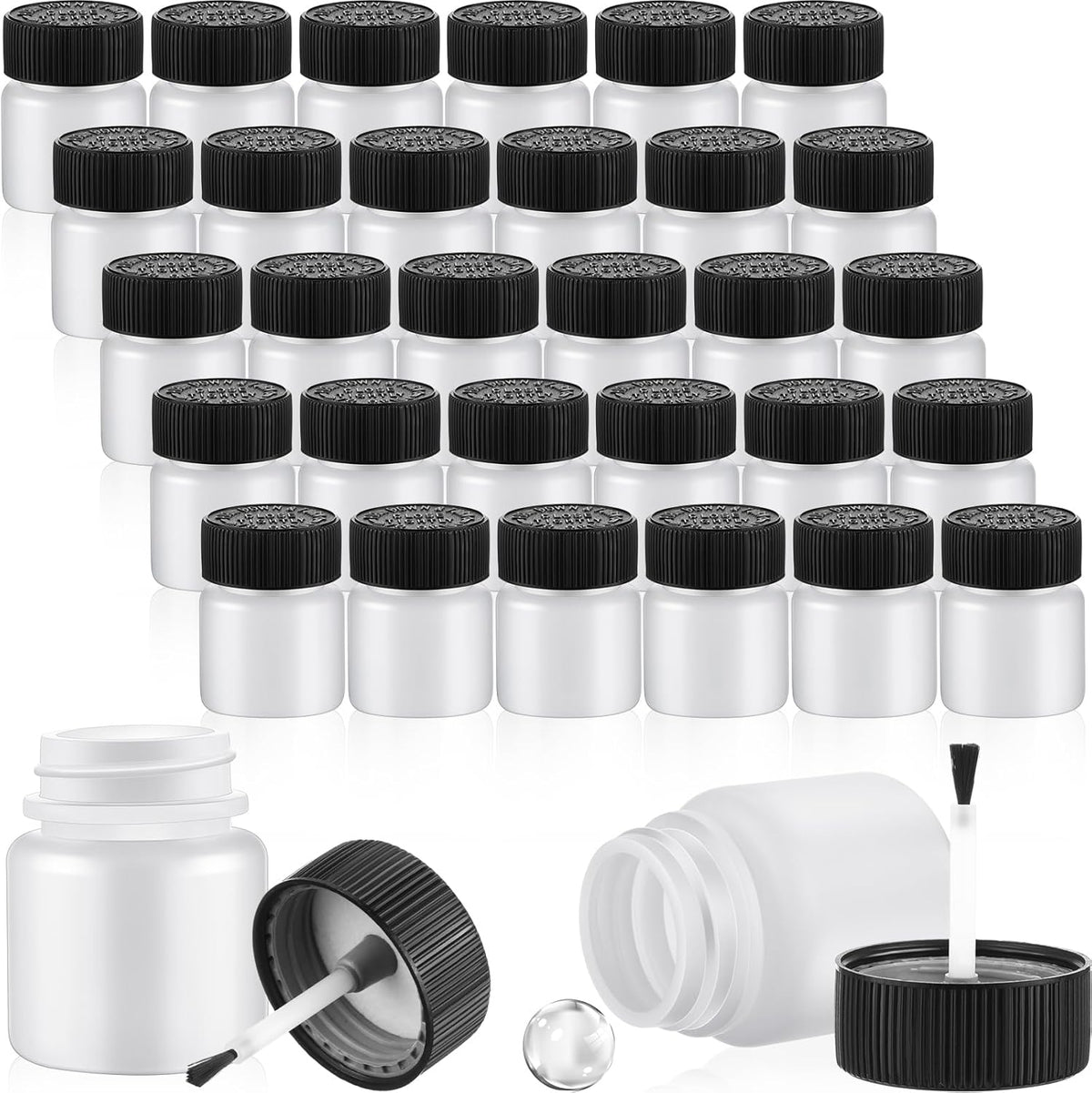 Maxcheck 60 Pcs Empty Touch Up Paint Bottles Container 1oz 30ml Reusable Small Paint Bottles with Brush Applicator and Mixing Ball for Fix Chips Scratches Auto Car