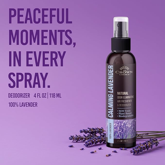 Non-Toxic Odor Eliminator,Natural Lavender Air Freshener Spray for Home,Linen Spray for Peacful Sleep, Closet & Couch Deodorizer,Long Lasting Bathroom & Toilet Freshener,Safe for Kids & Pets,1PK-4Oz