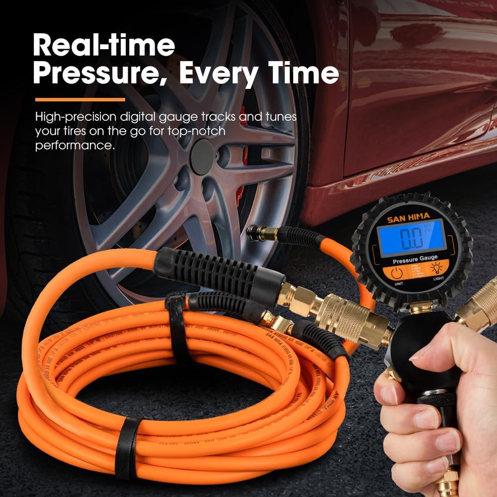 SanHima 4 Tire Inflation Deflation System - Fits up to 200" Wheelbase, Fast High Flow 4-Way Air Down Tire Inflator Deflator for Truck Car Trailer Motocycle