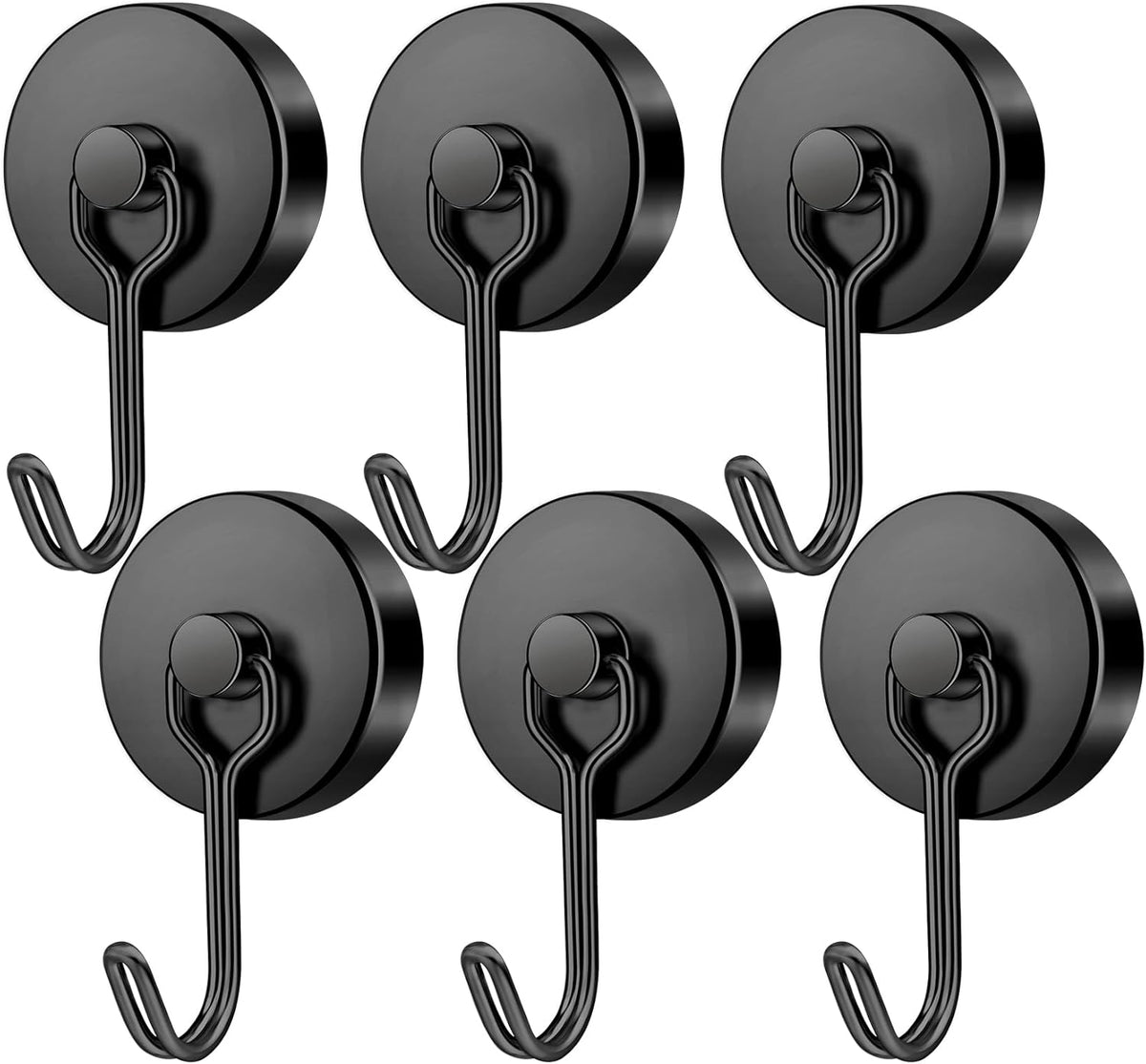 FINDMAG 100lbs+ Magnetic Hooks Heavy Duty, Extra Strong Magnetic Hooks for Cruise Cabins, Large Magnet Hooks for Refrigerator, Magnetic Hanger for Garage, Kitchen, Garden, Locker Accessories, 6 Pack