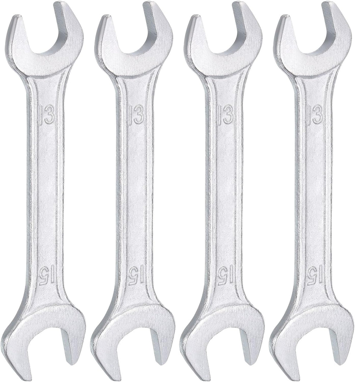 HARFINGTON 5pcs Double Open End Wrench 13mm x 15mm Metric 15 Degree Offset Angle Small Flat Head Wrench Galvanizing Open Ended Spanner for Automotive Repair Furniture Assembly