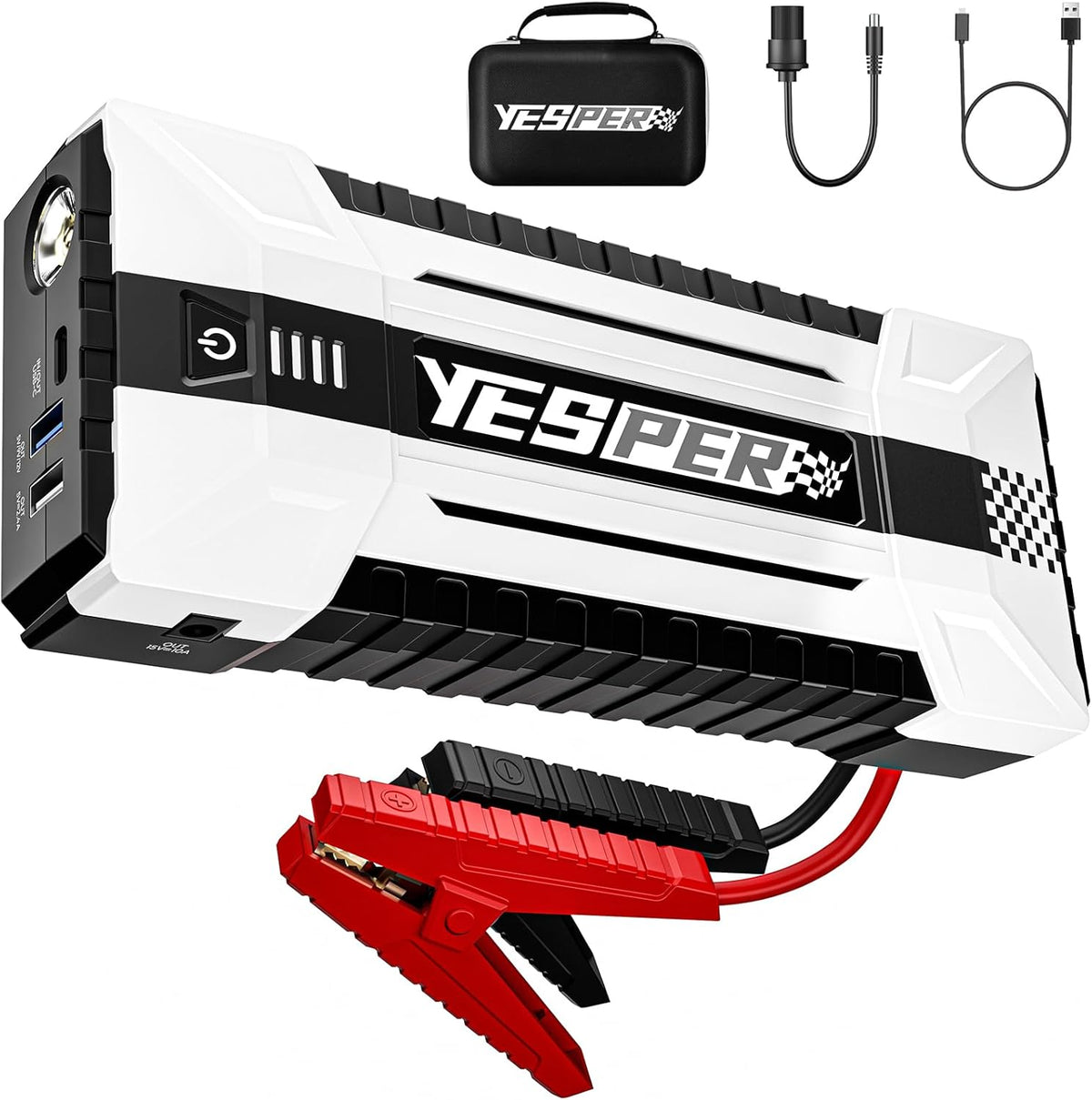YESPER 4120A Jump Starter, 12V Car Battery Jumper Starter Portable (All Gas, up to 10.0L Diesel Engine), 26800mAh Battery Start Booster Pack, Jump Box with Carry Case, Jumper Cables, LED Light