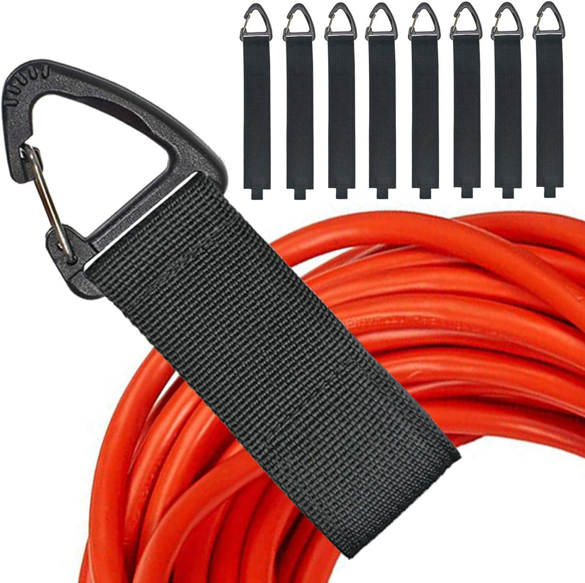 Extension Cord Organizer(8 Pack), Garage Organization and Storage, 16-Inch(Unfolded) Heavy Duty Storage Strap for Extension Cord within 100ft or Hoses within 35ft, with Triangle Buckle for Hanging