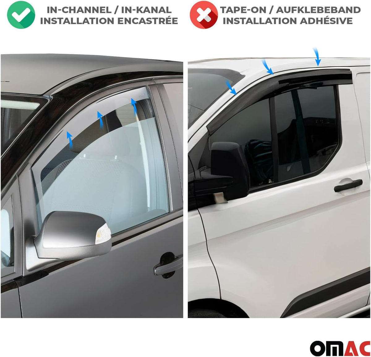 OMAC Front Bug Shield Hood Deflector & Window Visor for Mercedes Metris 2016-2024