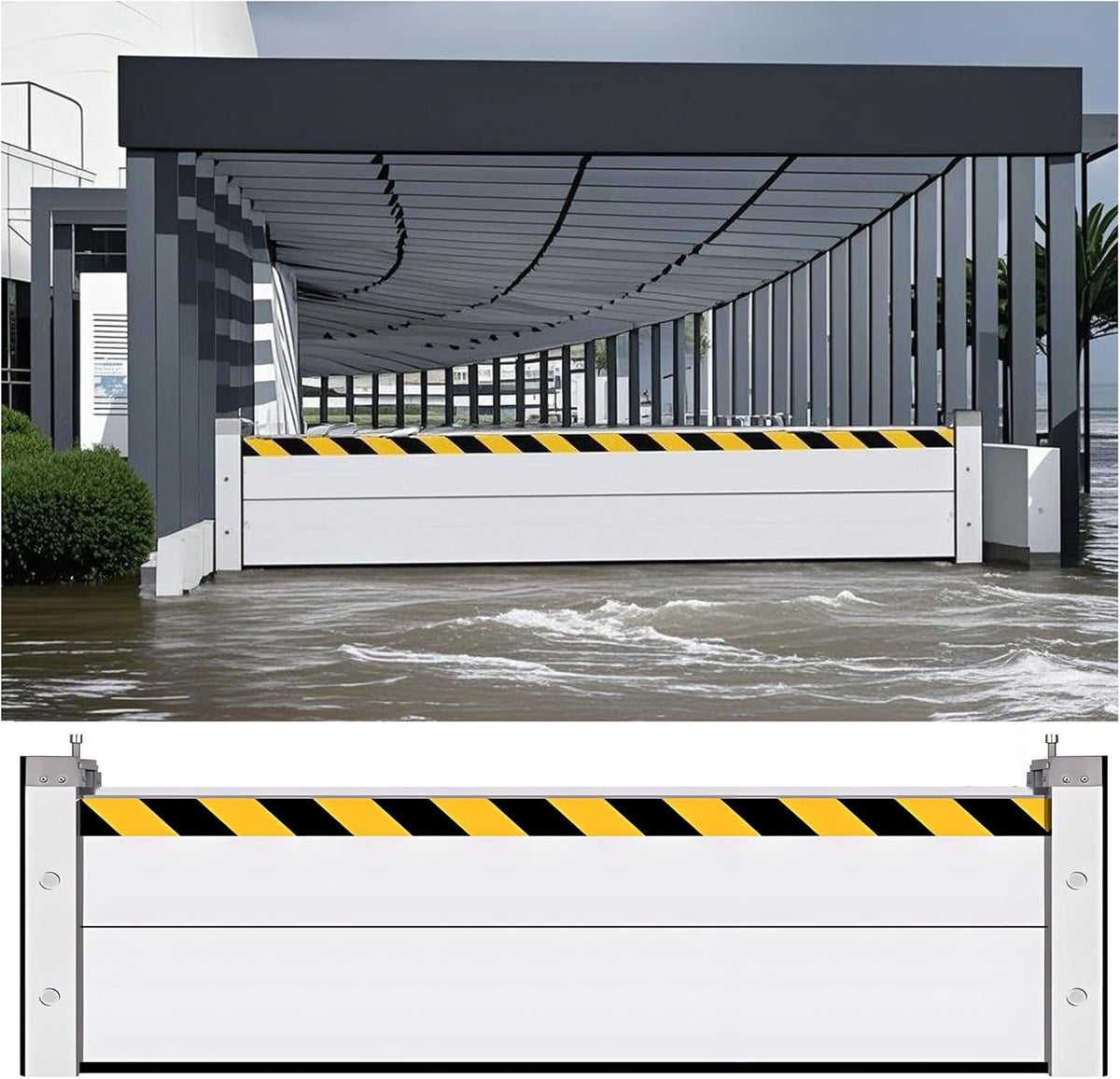 Flood Barriers for Home Exterior - Aluminum Alloy Outdoor Easy Flood Barrier Garage Doors Water Barriers for Flooding,H23.6 Inch/L9.5FT