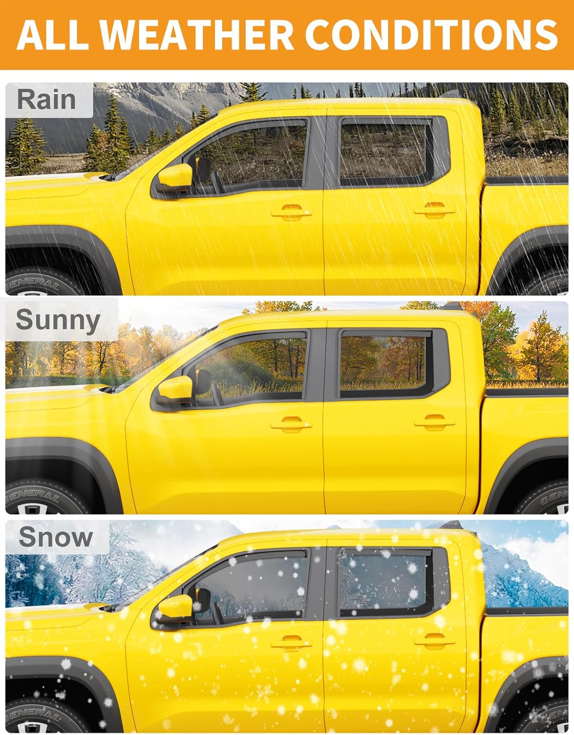 in-Channel Window Rain Guards Fit for Truck Nissan Frontier 2022-2025 Crew Cab Extra Durable Window Deflectors Vent Visors Shades Car Accessories Visors Rain Guards