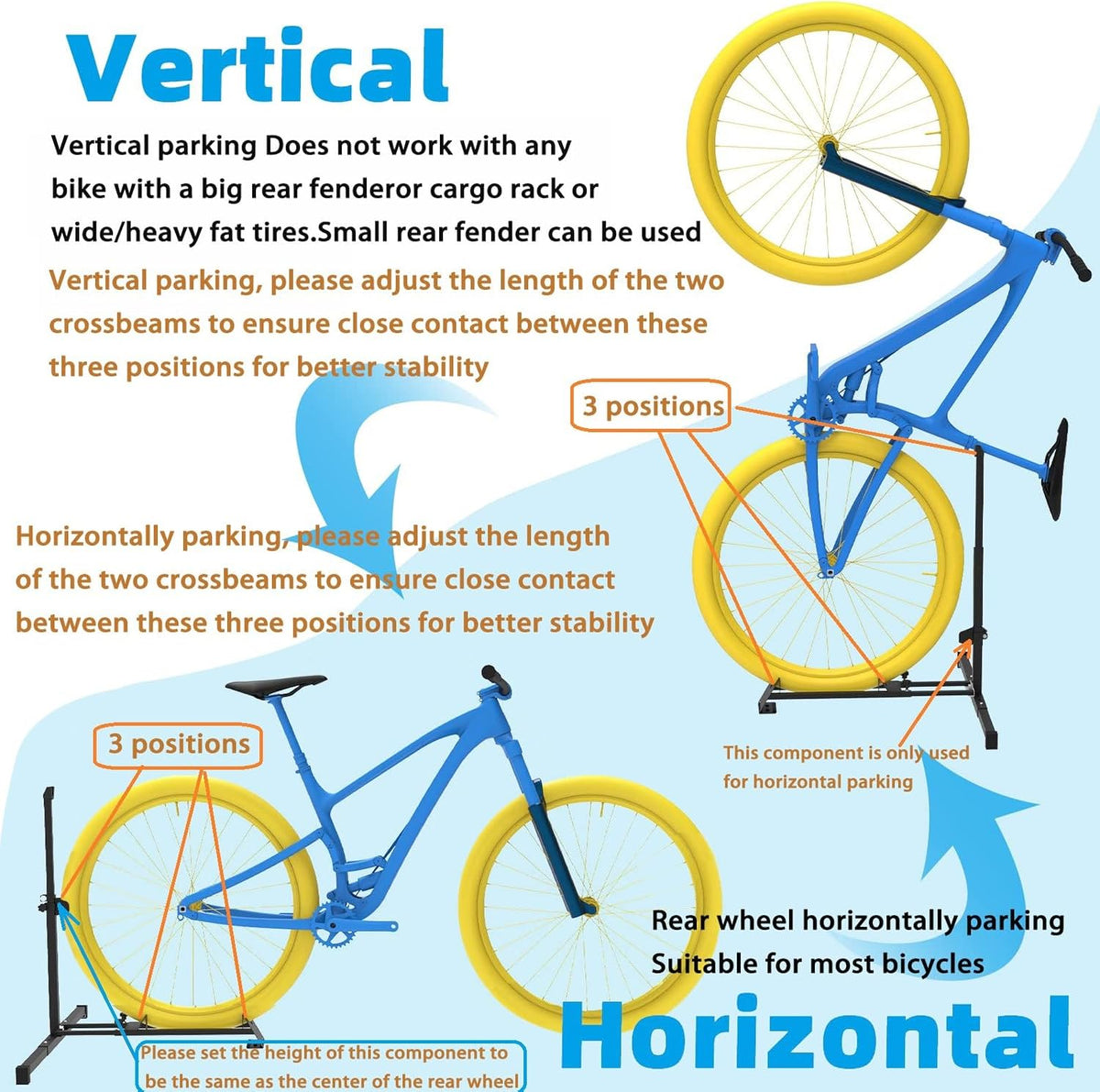 Foozet Bike Stand,Vertical Bike Rack Garage,Space-Saving Rack with Adjustable for Garage & Apartment, Bike Storage for Indoor Storage (1 pack)