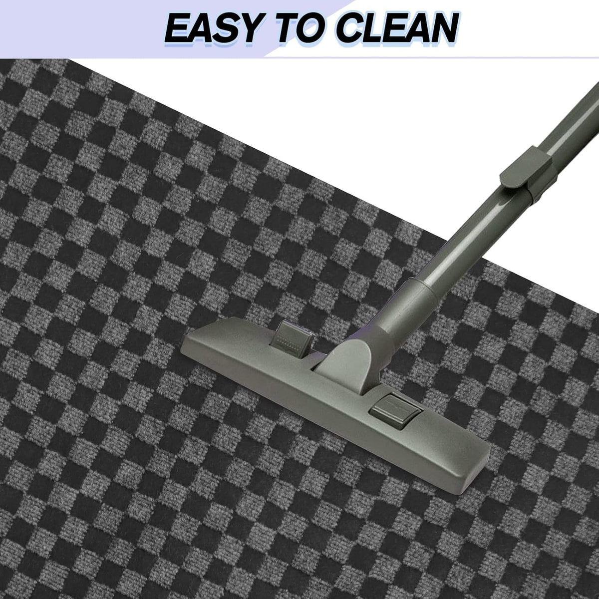 Custom Size Backed Non-Slip Area Rugs Runner, Easy Clean, Waterproof Runner Rugs for Hallway Entryway, Kitchen, Laundry, 4FT x 23FT, Gray Checkered