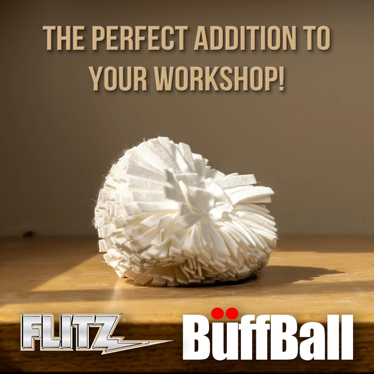 Flitz Buff Ball w/ 1.76oz Metal Polish Paste - 5in Drill Buffer Polisher Attachment for Any 3/8in Drill - Self-Cooling, Washable Polishing Ball to Buff, Shine, & Protect All Metals, Plastics (1 Pack)