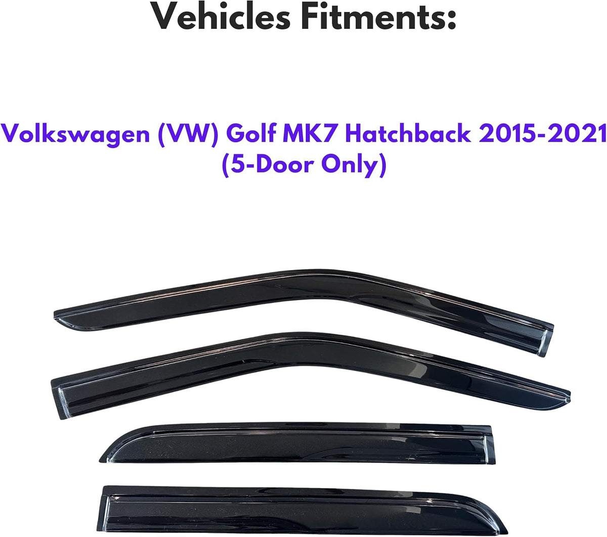 KPY Window Visor Compatible with Volkswagen (VW) Golf MK7 Hatchback 2015-2021, 4PC Rain Guard Side Window Vent Deflectors Tape-On Mugen Style, 2015 2016 2017 2018 2019 2020 2021