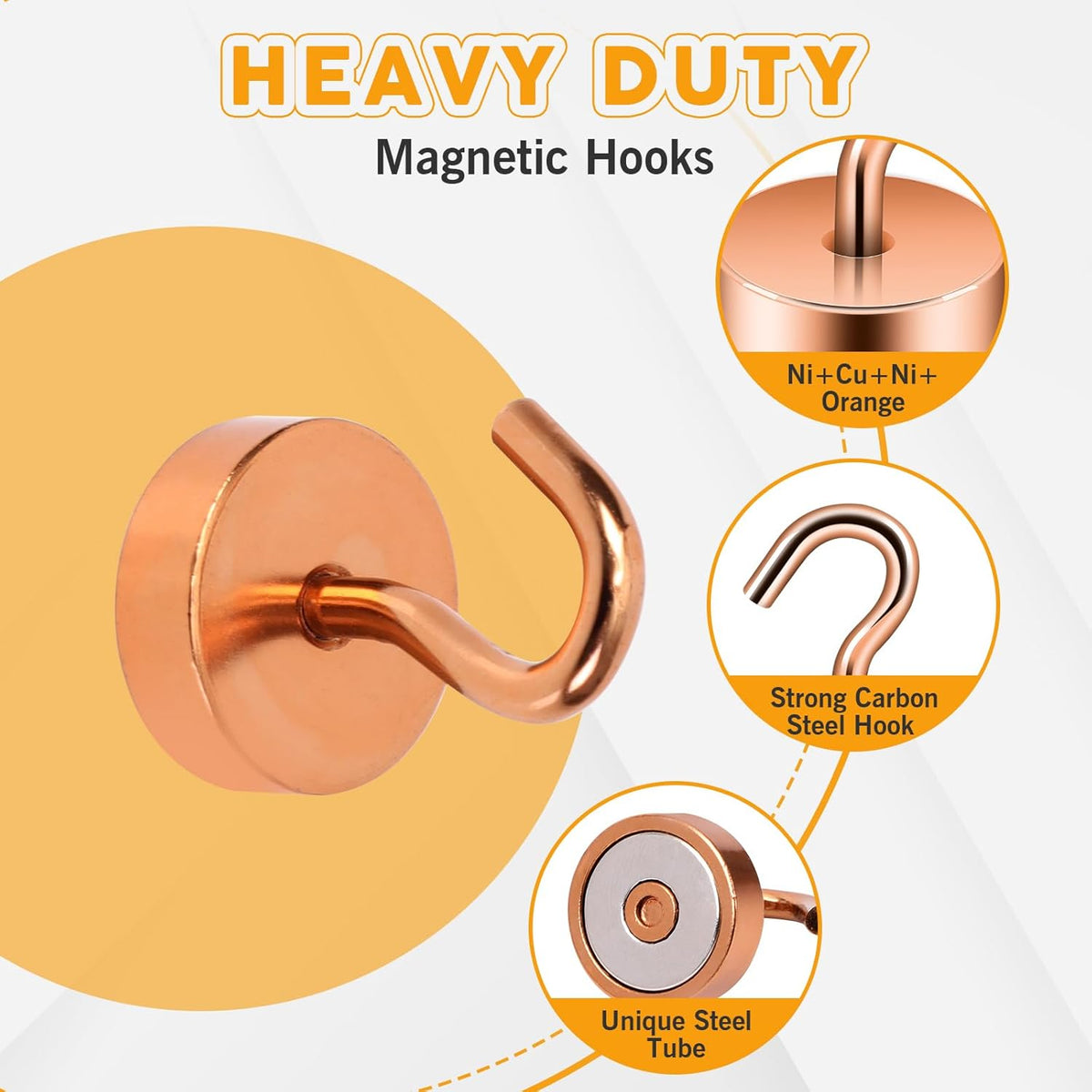 Neosmuk Magnetic Hooks, Cruise Ship Essentials, 40lb+ Heavy Duty Magnetic Hooks for Cruise Cabins, Refrigerator, Grill, Hanging, and Travel | Extra Strong Must-Haves Magnet Hook,Bronze,Pack of 10
