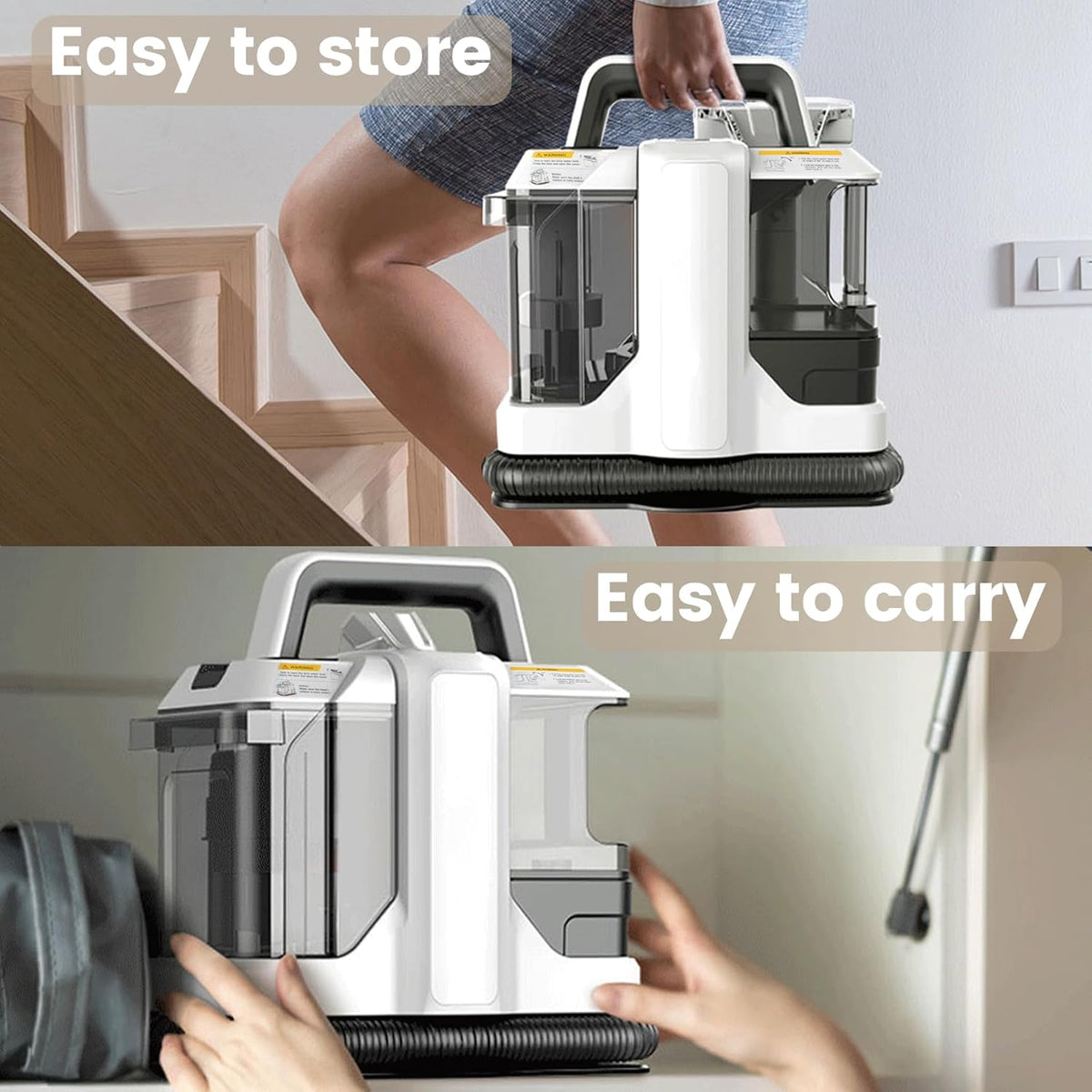 Portable Carpet Cleaner Machine with Dual Size Brushhead, Multi-Purpose and Upholstery Cleaner, Handheld and Small Deep Carpet Cleaning Machine, Spot Cleaner for Couch, Rugs, Car Seats and Pet Stains