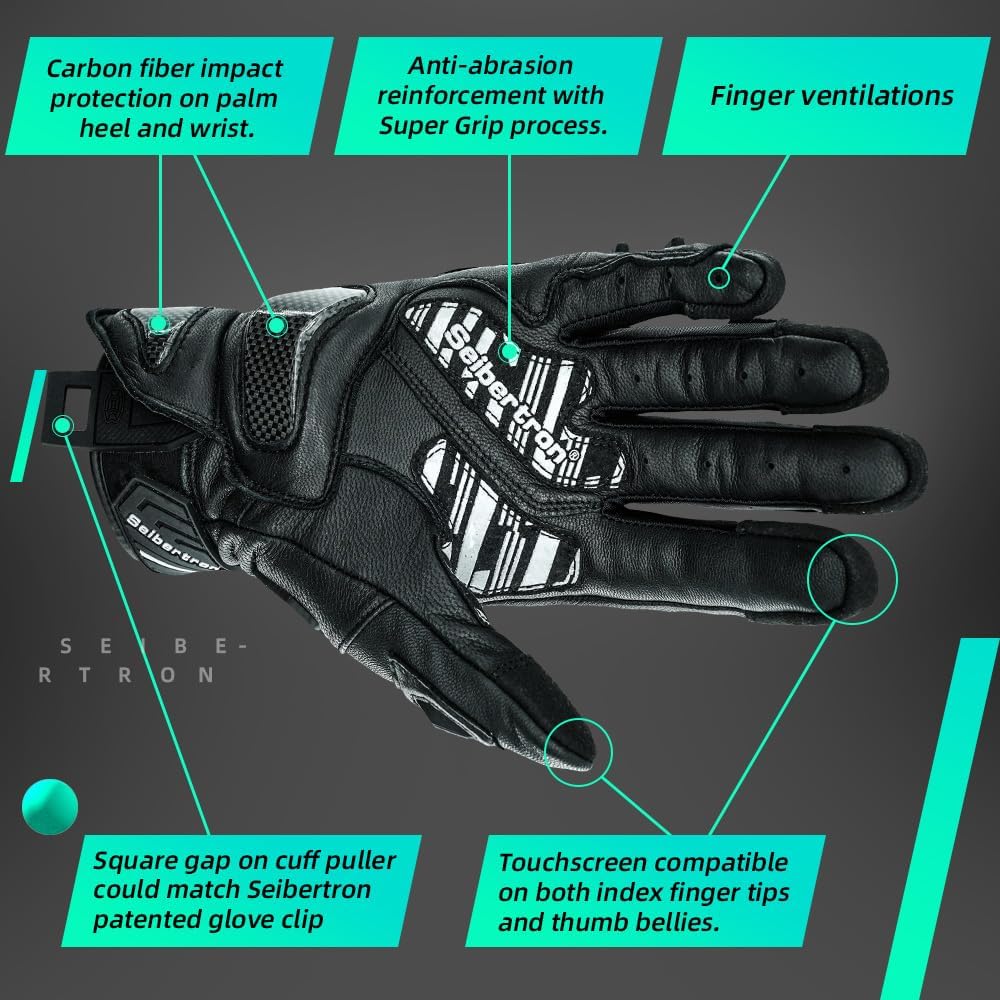Seibertron SPS Series Touchscreen Motorcycle Motocross BMX ATV MTB Bicycle Cycling Full or Half Finger Gloves Adult and Youth