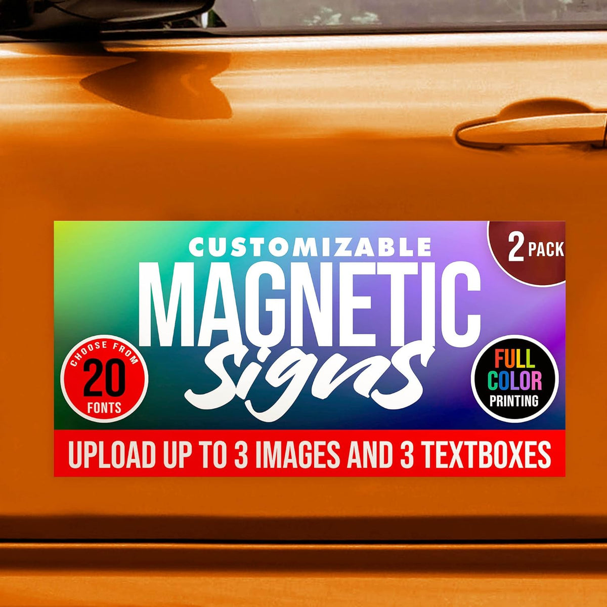 2 Pack, Personalized Magnetic Signs for Vehicles, Custom Car Magnets for Businesses, Customized Full Color Magnetic Truck Signs, 12x24 Car Magnet Signs (Design C)