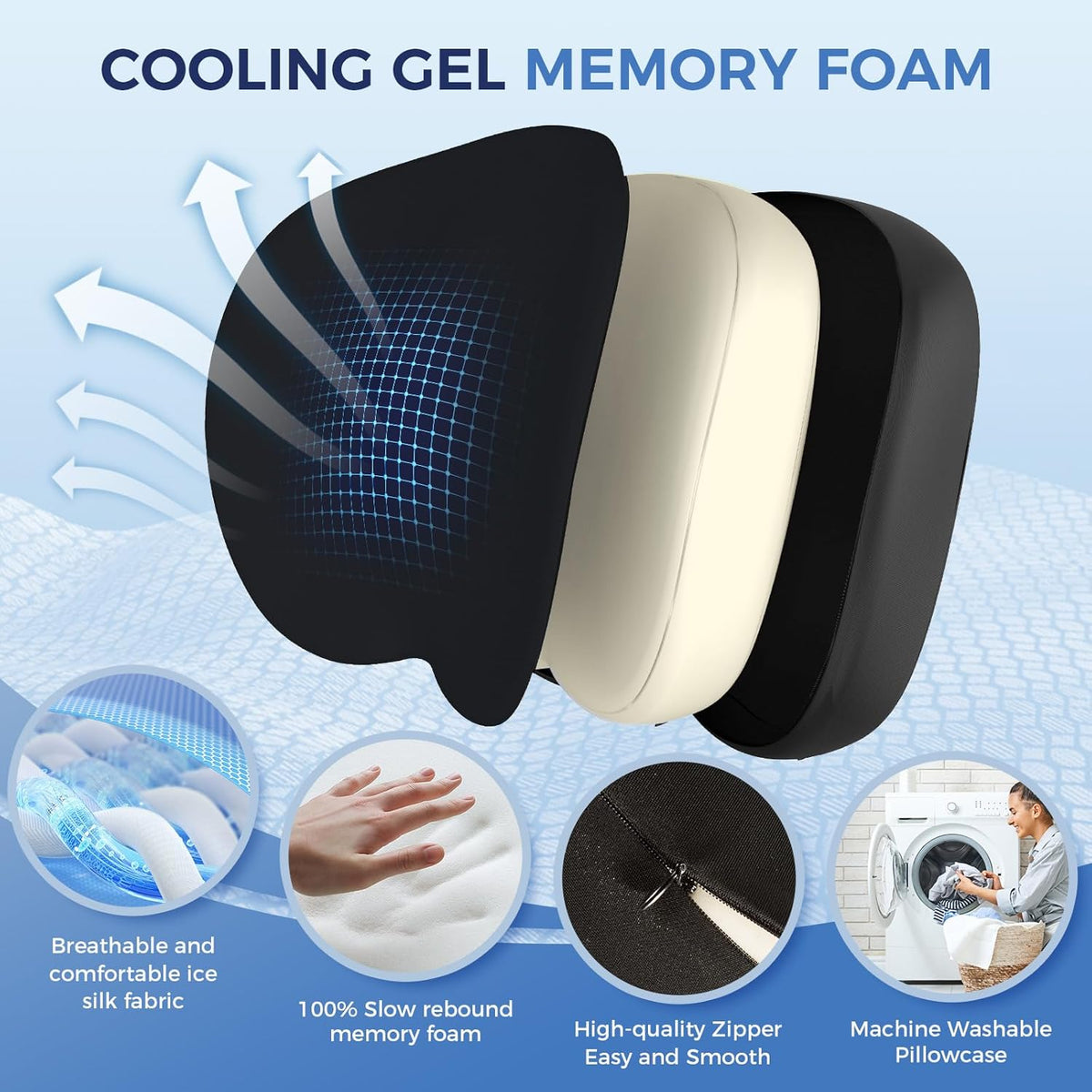 Lumbar Support Pillow for Office Chair, Memory Foam Lumbar Pillow for Lower Back Pain Relief (Black)