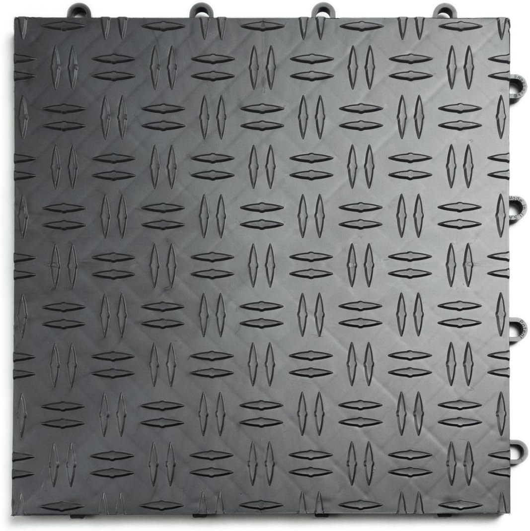GarageTrac Diamond, Durable Interlocking Modular Garage Flooring Tile (12 Pack), Graphite